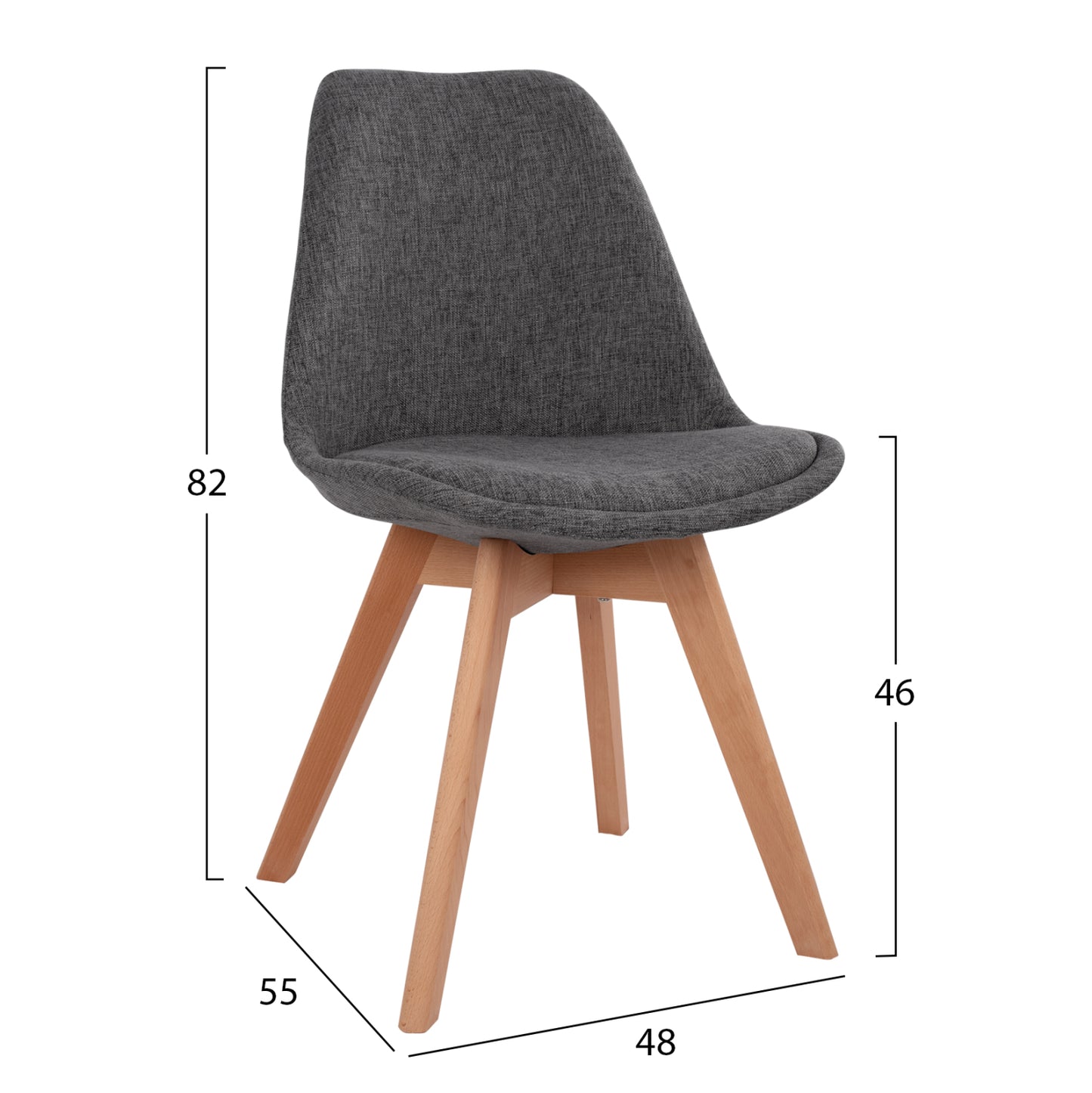 ΚΑΡΕΚΛΑ VEGAS ΜΕ ΞΥΛΙΝΑ ΠΟΔΙΑ ΚΑΙ ΜΕ ΥΦΑΣΜΑ ΓΚΡΙ HM0033.50 48Χ55Χ82Υεκ