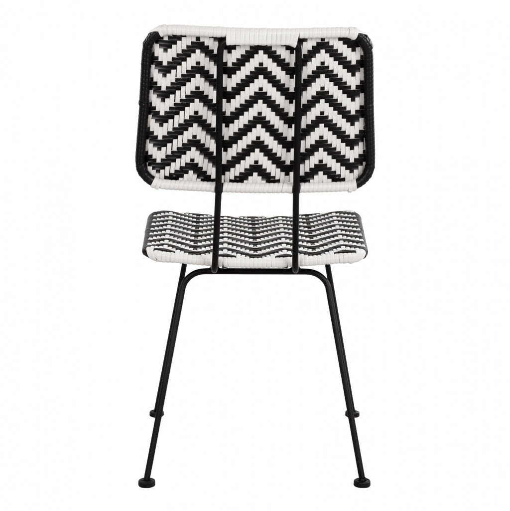 ΚΑΡΕΚΛΑ ΜΕΤΑΛΛΙΚΗ ALLEGRA HM5693 ΜΕ WICKER ΜΑΥΡΟ-ΛΕΥΚΟ 46x56x88Υ εκ.
