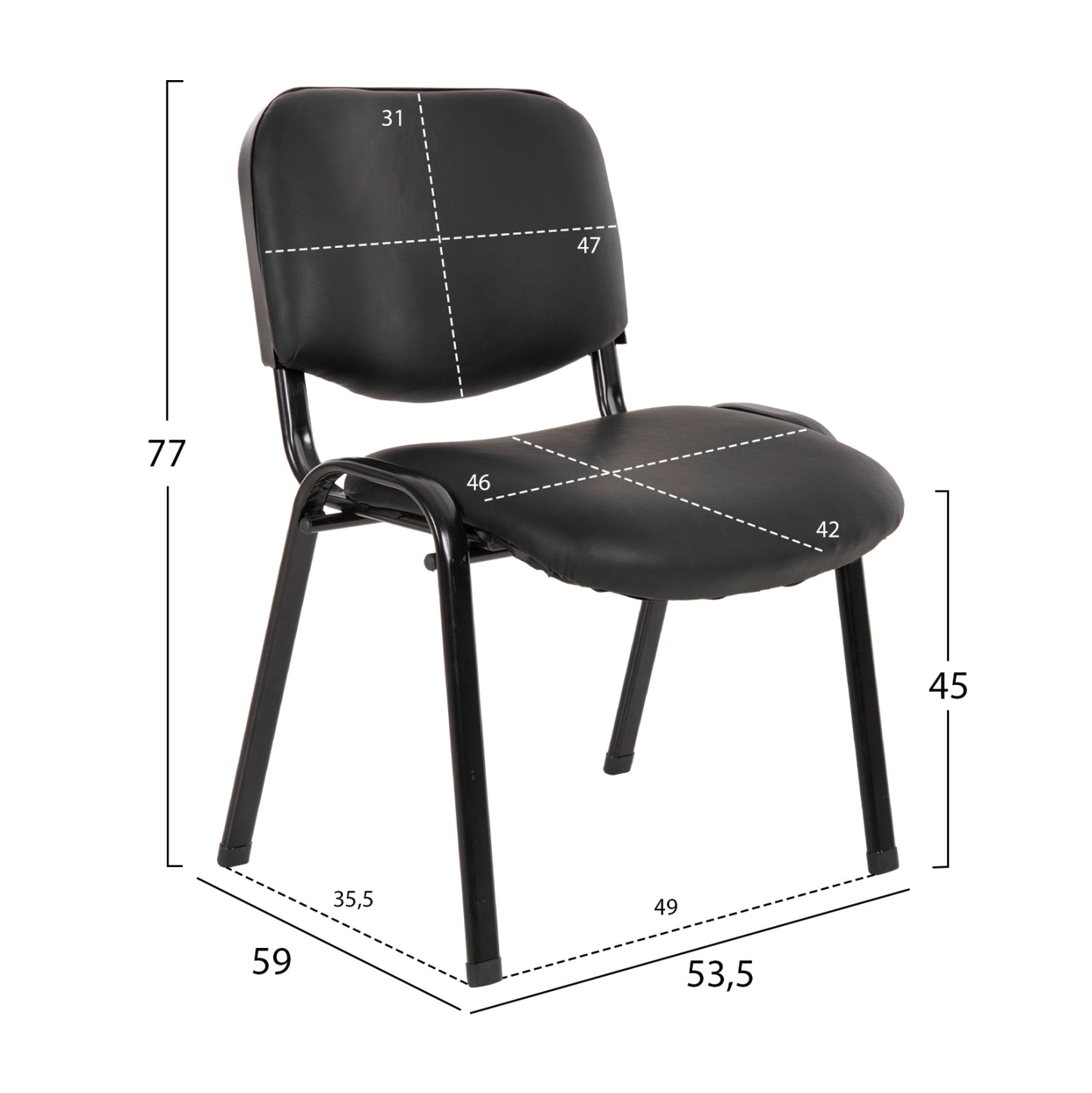 ΚΑΡΕΚΛΑ JANISHA HM1010.01 ΜΕ ΔΕΡΜΑΤΙΝΗ PU ΜΑΥΡΟ 53,5x59x77 εκ.