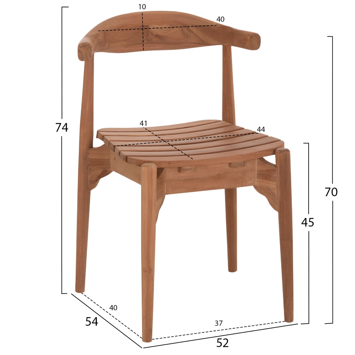 ΚΑΡΕΚΛΑ ΤΡΑΠΕΖΑΡΙΑΣ ΕΞ.ΧΩΡΟΥ DONNY HM6378 ΞΥΛΟ TEAK 52x54x74Υεκ.