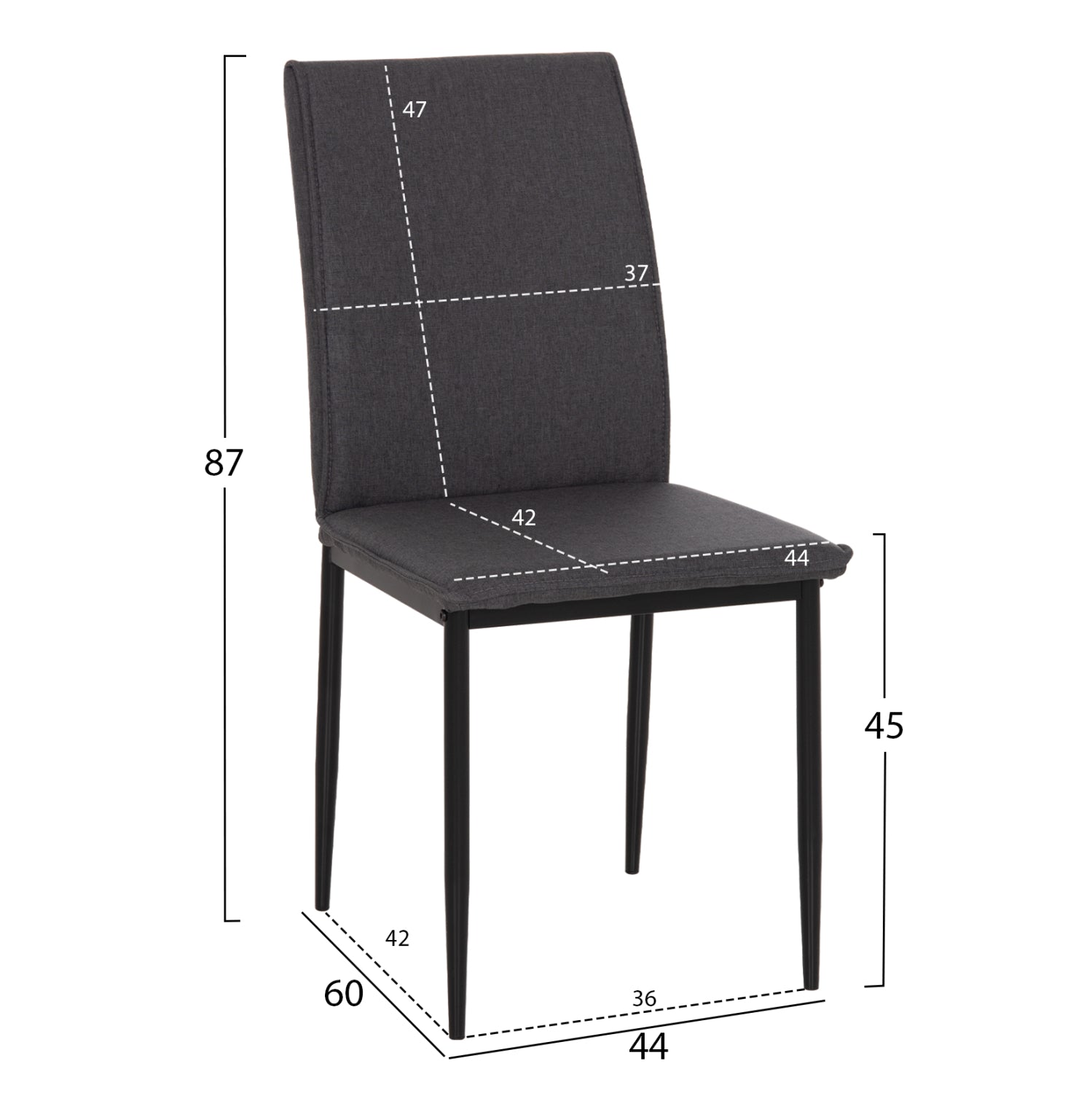 ΚΑΡΕΚΛΑ ΤΡΑΠΕΖΑΡΙΑΣ PERKY HM18347.01 ΓΚΡΙ ΥΦΑΣΜΑ-ΜΕΤΑΛ. ΠΟΔΙΑ ΜΑΥΡΑ 44x60x87Υεκ