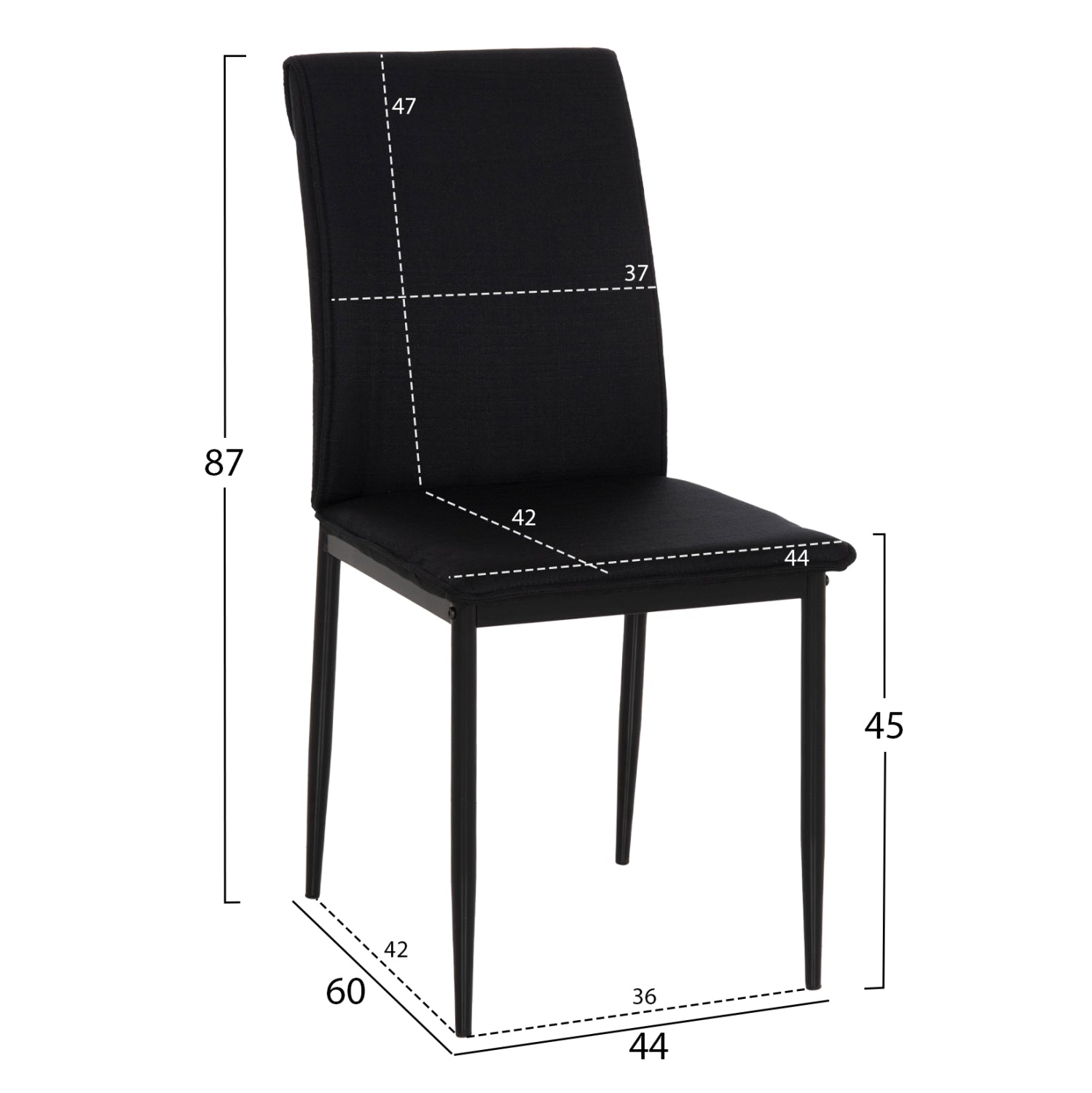 ΚΑΡΕΚΛΑ ΤΡΑΠΕΖΑΡΙΑΣ PERKY HM18347.02 ΜΑΥΡΟ ΥΦΑΣΜΑ & ΜΕΤΑΛΛΙΚΑ ΠΟΔΙΑ 44x60x87Υεκ