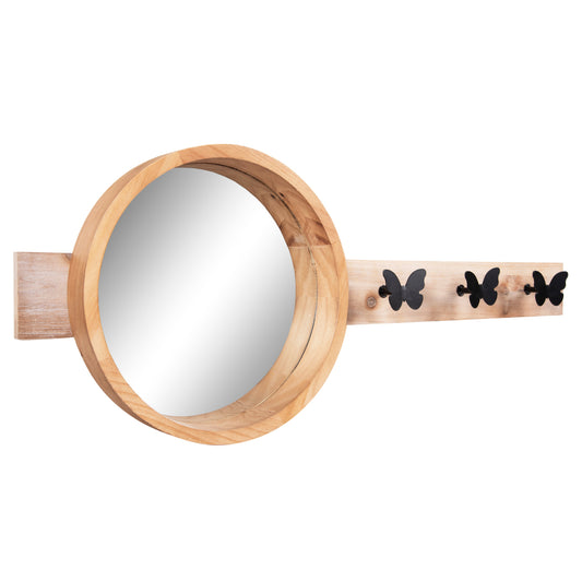 ΚΑΘΡΕΠΤΗΣ ΤΟΙΧΟΥ ΣΤΡΟΓΓΥΛΟΣ SCUTTLE HM4222 FIR WOOD&MDF-BLACK METAL 80x6,5x30,5Υεκ.
