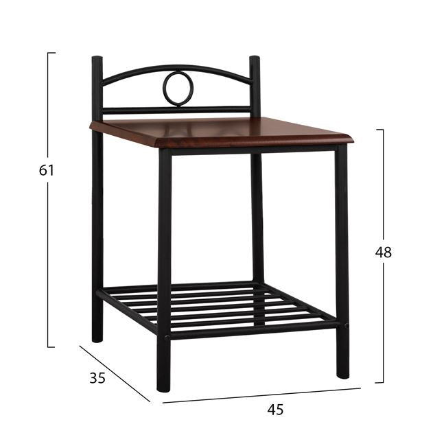 ΚΟΜΟΔΙΝΟ REVEN HM387 ΑΠΟ ΜΕΤΑΛΛΟ ΚΑΙ ΞΥΛΟ RUBBERWOOD 45x35x48-61Y εκ.