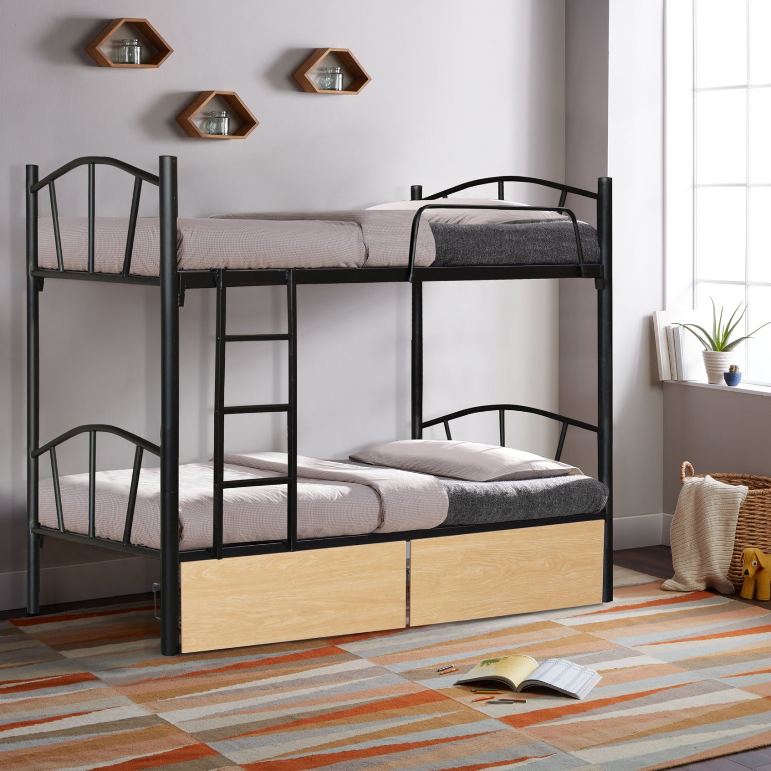 ΚΟΥΚΕΤΑ FLOOR HM21122.01 ΜΕΤΑΛΛΙΚΗ ΜΑΥΡΗ ΜΕ 2 ΕΠΙΔΑΠΕΔΙΑ ΣΥΡΤΑΡΙΑ SONAMA--ΓΙΑ 90x190εκ