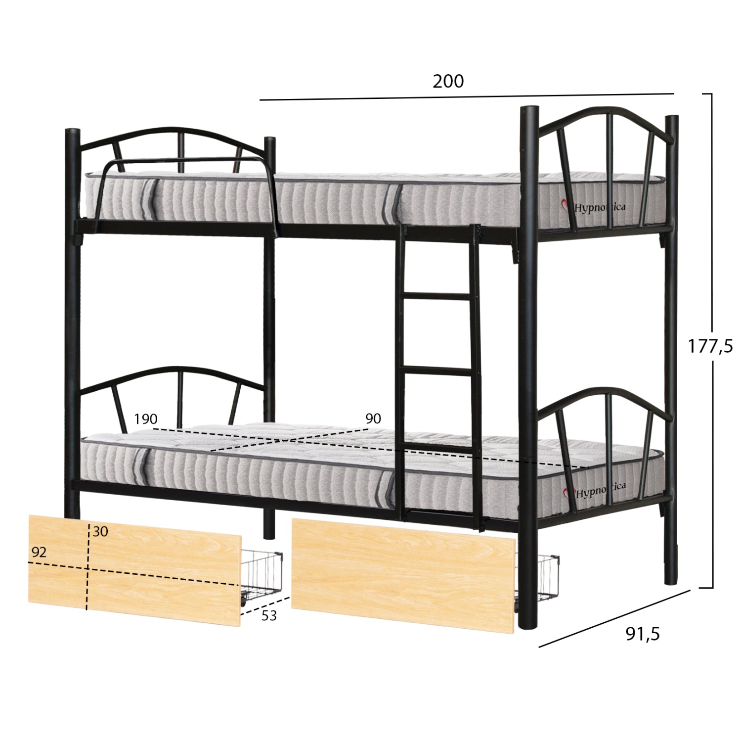 ΚΟΥΚΕΤΑ ΜΕ 2 ΣΥΡΤΑΡΙΑ SONAMA & ΣΤΡΩΜΑΤΑ 90X190εκ FLOOR HM10749.04 ΜΕΤΑΛΛΟ ΜΑΥΡΟ
