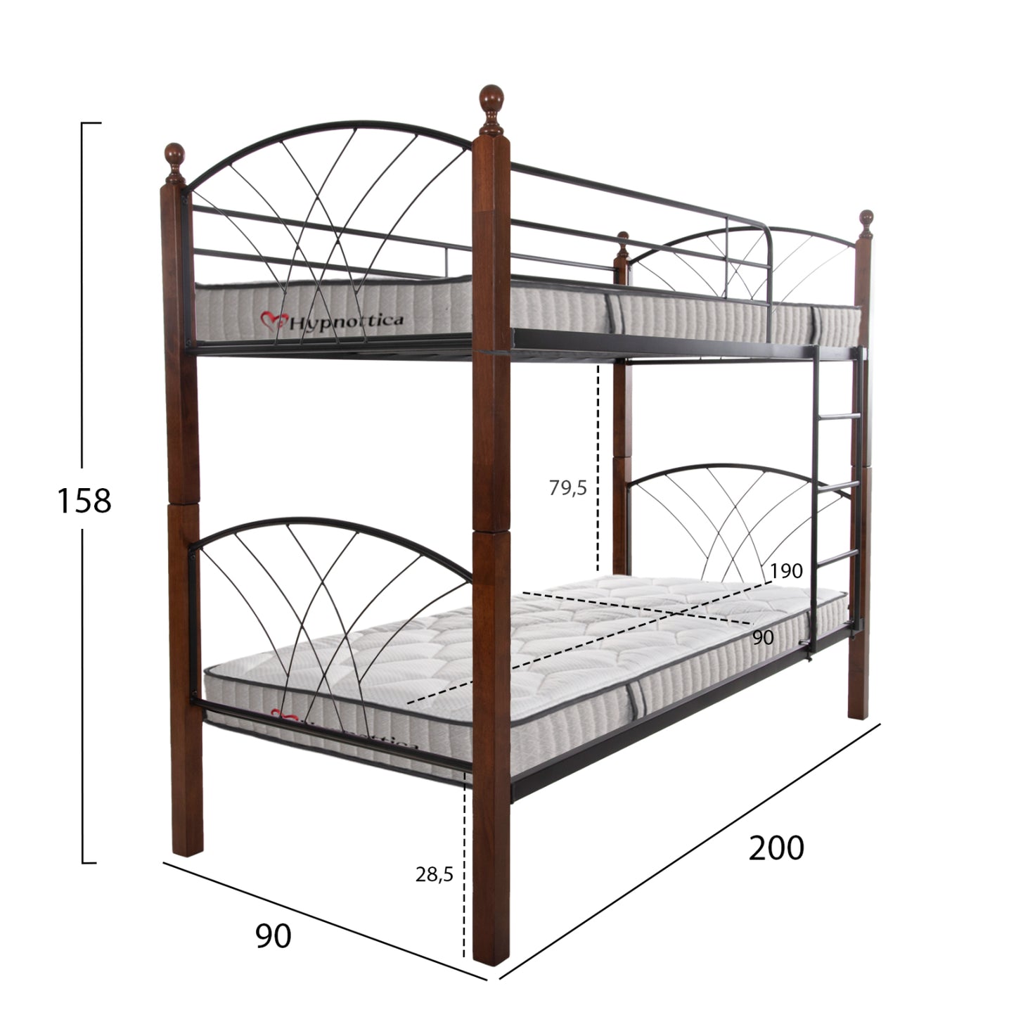 ΚΟΥΚΕΤΑ ΜΕ ΣΤΡΩΜΑΤΑ STOREY HM10749.10 ΜΕΤΑΛΛΟ & ΞΥΛΟ RUBBERWOOD--ΣΤΡΩΜΑΤΑ 90x190εκ.
