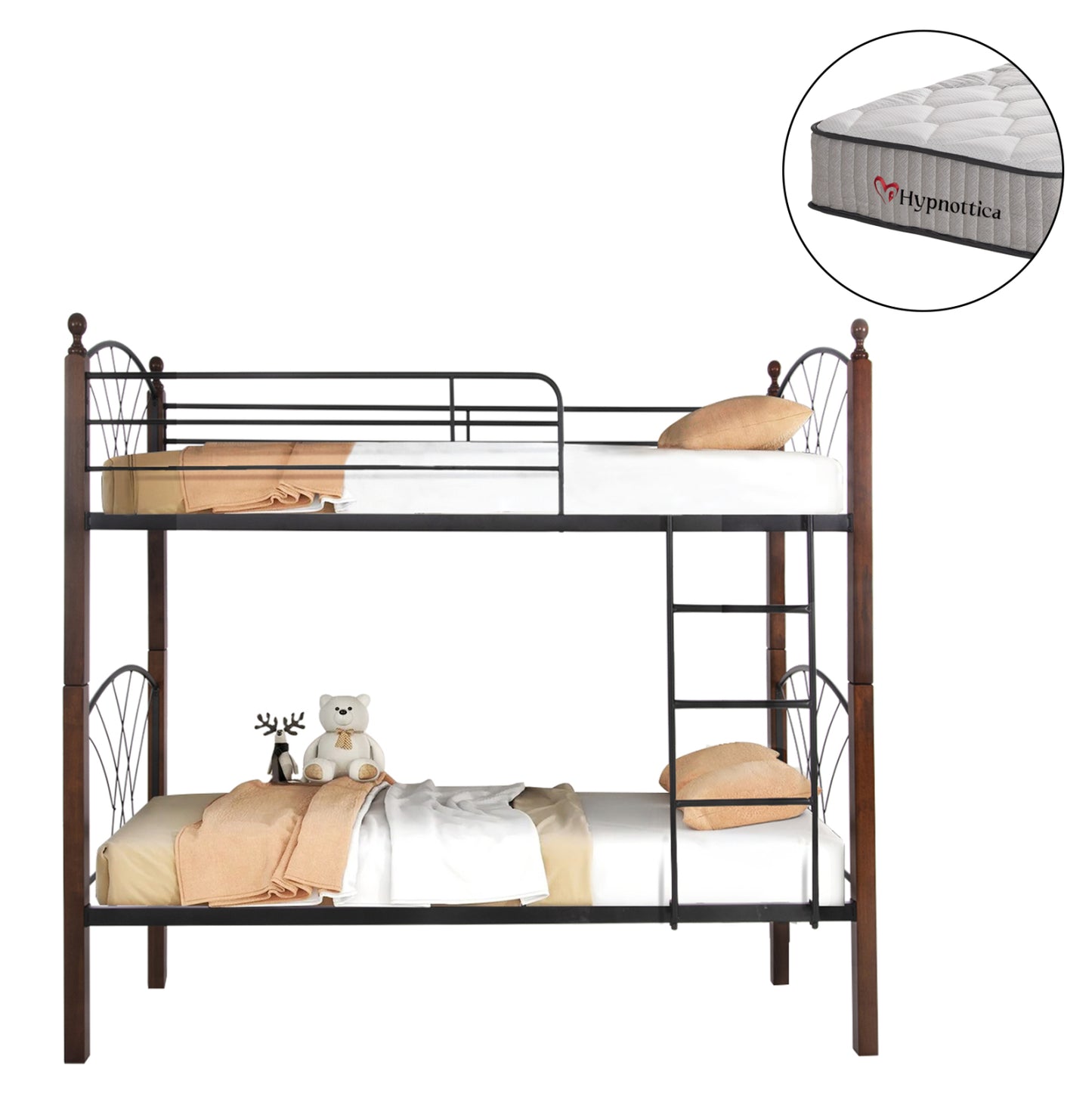 ΚΟΥΚΕΤΑ ΜΕ ΣΤΡΩΜΑΤΑ STOREY HM10749.10 ΜΕΤΑΛΛΟ & ΞΥΛΟ RUBBERWOOD--ΣΤΡΩΜΑΤΑ 90x190εκ.