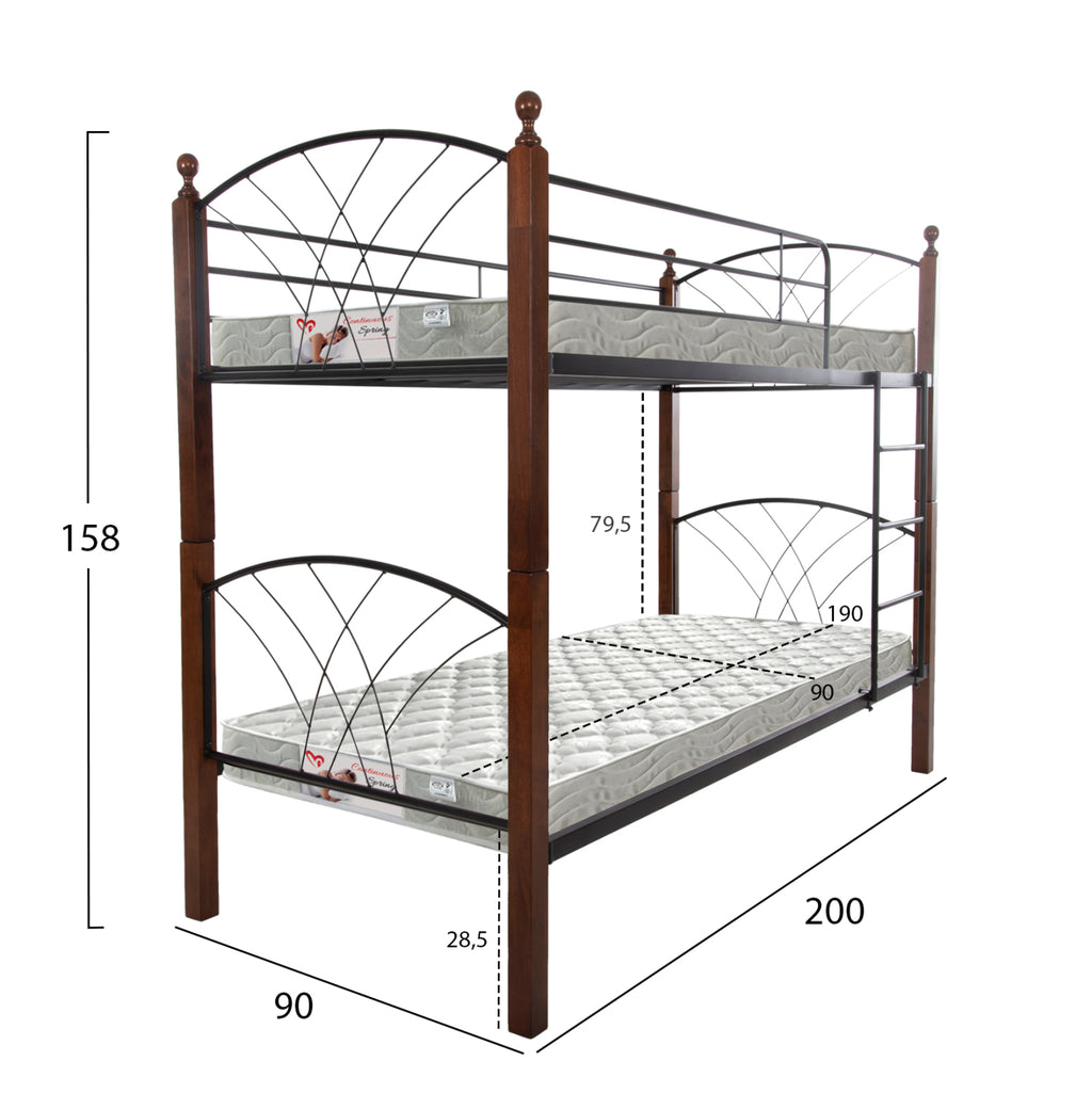 ΚΟΥΚΕΤΑ ΜΕ ΣΤΡΩΜΑΤΑ STOREY HM21334 ΜΕΤΑΛΛΟ & ΞΥΛΟ RUBBERWOOD--ΓΙΑ ΣΤΡΩΜΑΤΑ 90x190εκ.