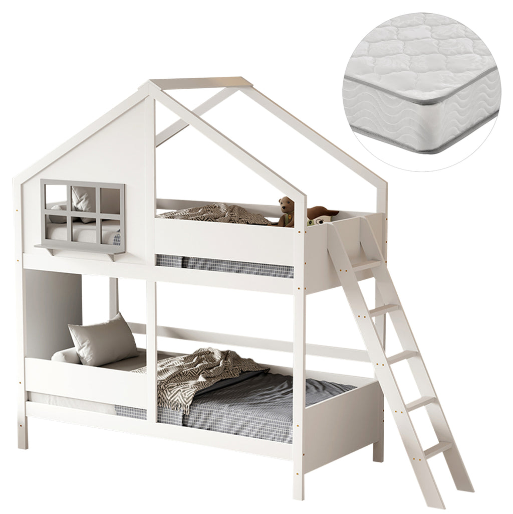 ΚΟΥΚΕΤΑ ΠΑΙΔΙΚΗ ΜΕ 2 ΣΤΡΩΜΑΤΑ COMBO HM21316 ΞΥΛΟ ΠΕΥΚΟΥ ΛΕΥΚΟ--ΣΤΡΩΜΑΤΑ 90x190εκ