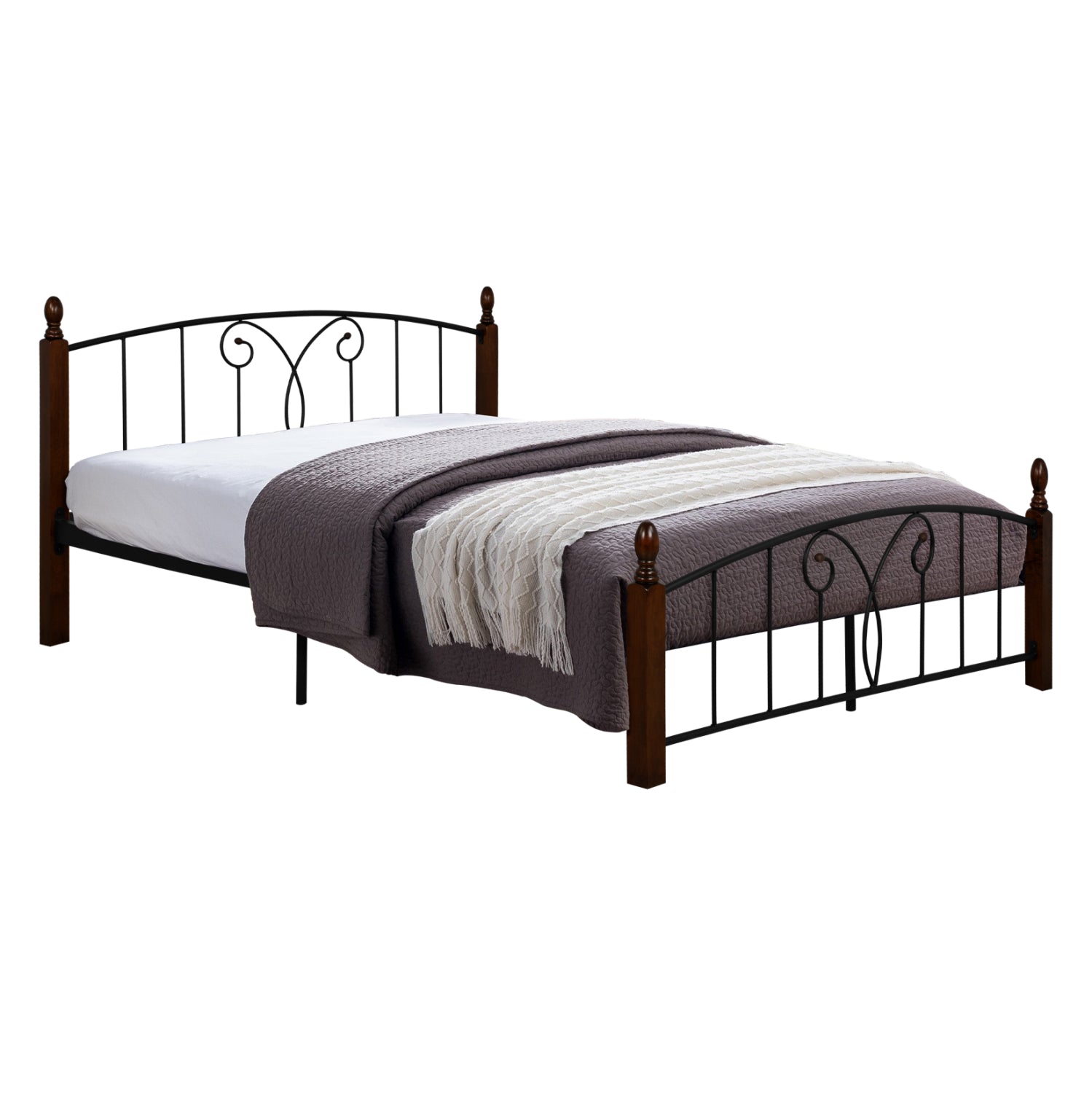 ΚΡΕΒΑΤΙ ΔΙΠΛΟ SUZIE HM585 ΓΙΑ ΣΤΡΩΜΑ 150x200 εκ. ΜΕΤΑΛΛΟ RUBBERWOOD