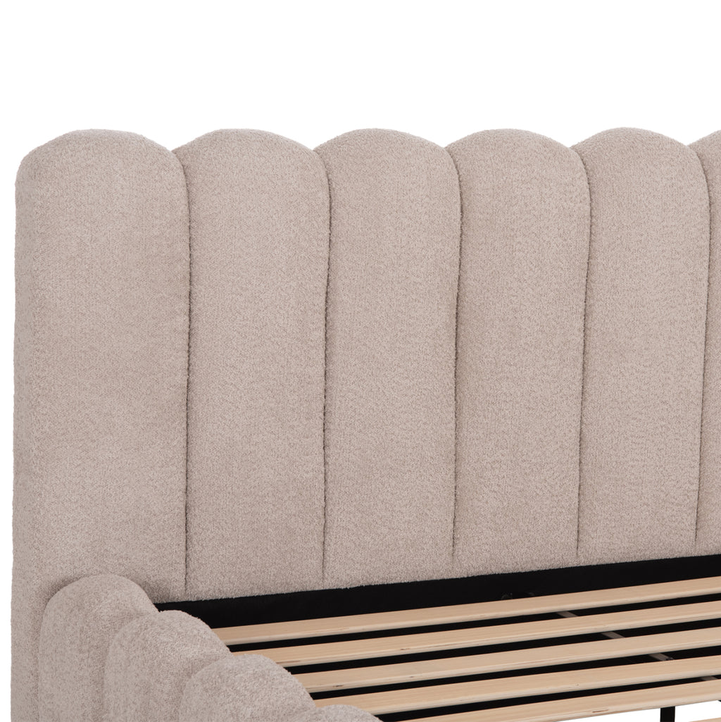 ΚΡΕΒΑΤΙ ΔΙΠΛΟ MARIUS HM759.03 ΜΠΕΖ CHENILLE ΥΦΑΣΜΑ-- ΓΙΑ ΣΤΡΩΜΑ 160x200εκ