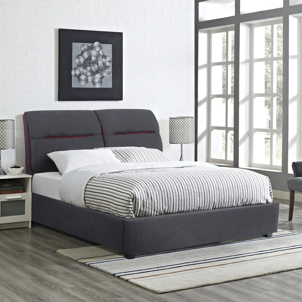 ΚΡΕΒΑΤΙ ΔΙΠΛΟ ΜΕ ΣΤΡΩΜΑ KENDRA HM10762 ΓΚΡΙ ΥΦΑΣΜΑ--ΓΙΑ ΣΤΡΩΜΑ 150x200εκ