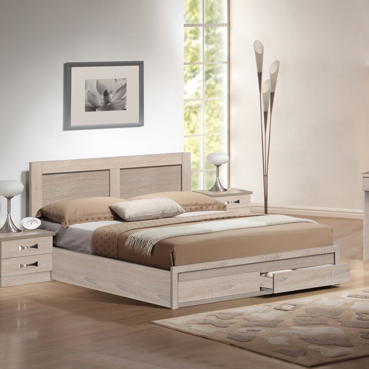 ΚΡΕΒΑΤΙ ΔΙΠΛΟ ΜΕ ΣΥΡΤΑΡΙΑ & ΣΤΡΩΜΑ CAPRI HM21169 ΜΕΛΑΜΙΝΗ SONAMA--ΓΙΑ 150x200εκ