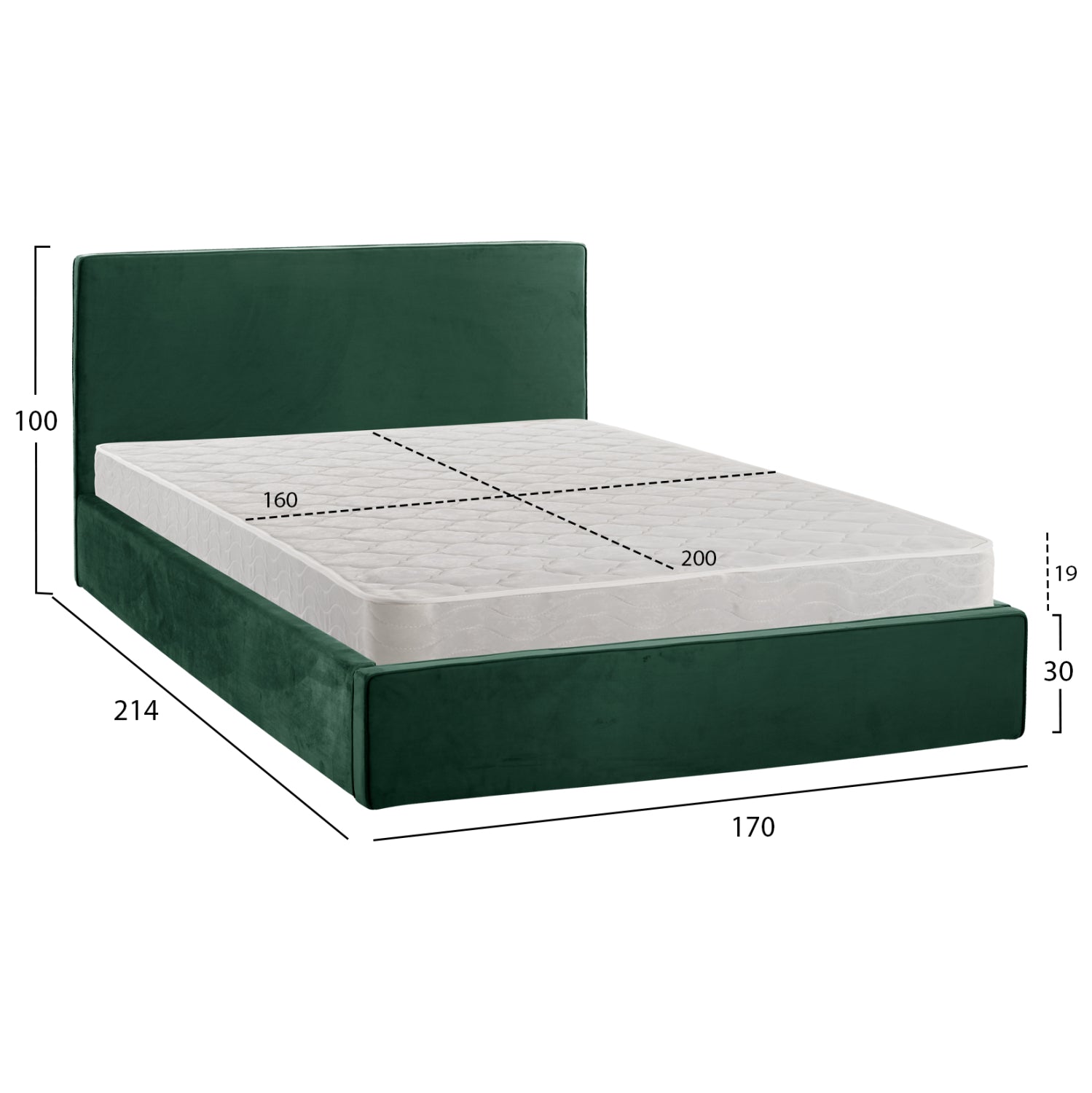 ΚΡΕΒΑΤΙ ΔΙΠΛΟ & ΣΤΡΩΜΑ ALLIE HM21273.03 ΚΥΠΑΡΙΣΣΙ ΒΕΛΟΥΔΟ ΜΕ ΑΠΟΘ.ΧΩΡΟ--160x200εκ