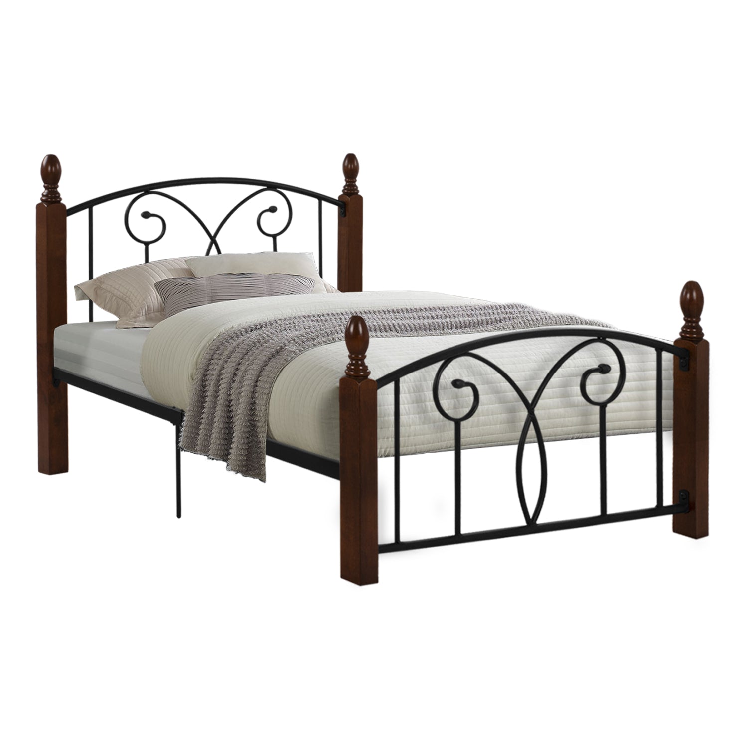 ΚΡΕΒΑΤΙ SUZIE HM600 ΜΕΤΑΛΛΟ RUBBERWOOD ΓΙΑ ΣΤΡΩΜΑ 110Χ190 εκ.