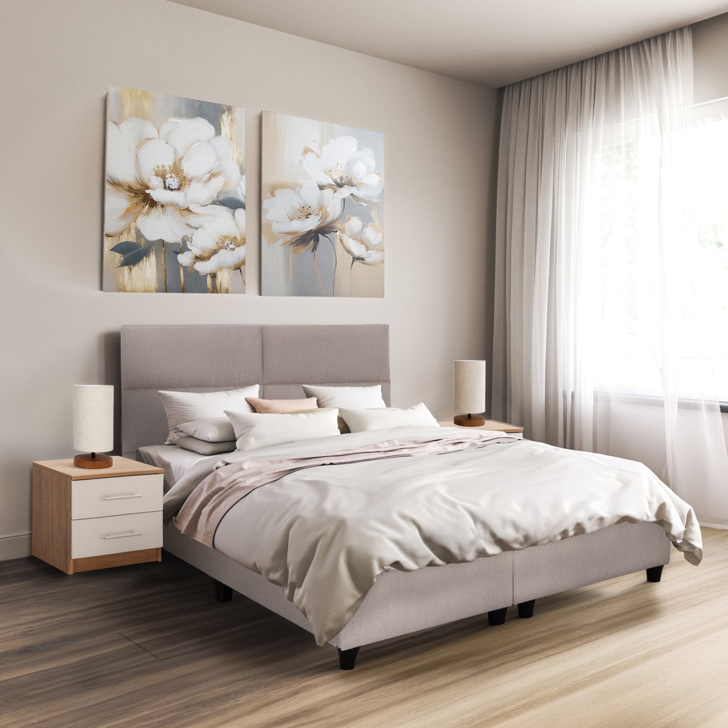 ΚΡΕΒΑΤΙ MILO HM616.32 ΜΠΕΖ ΥΦΑΣΜΑ ΓΙΑ ΣΤΡΩΜΑ 160x200εκ