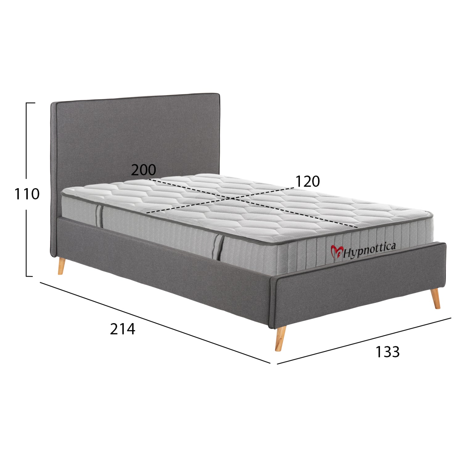 ΚΡΕΒΑΤΙ ΗΜΙΔΙΠΛΟ ΜΕ ΣΤΡΩΜΑ MAYLIN HM10758.10 ΓΚΡΙ ΥΦΑΣΜΑ--ΣΤΡΩΜΑ 120Χ200εκ