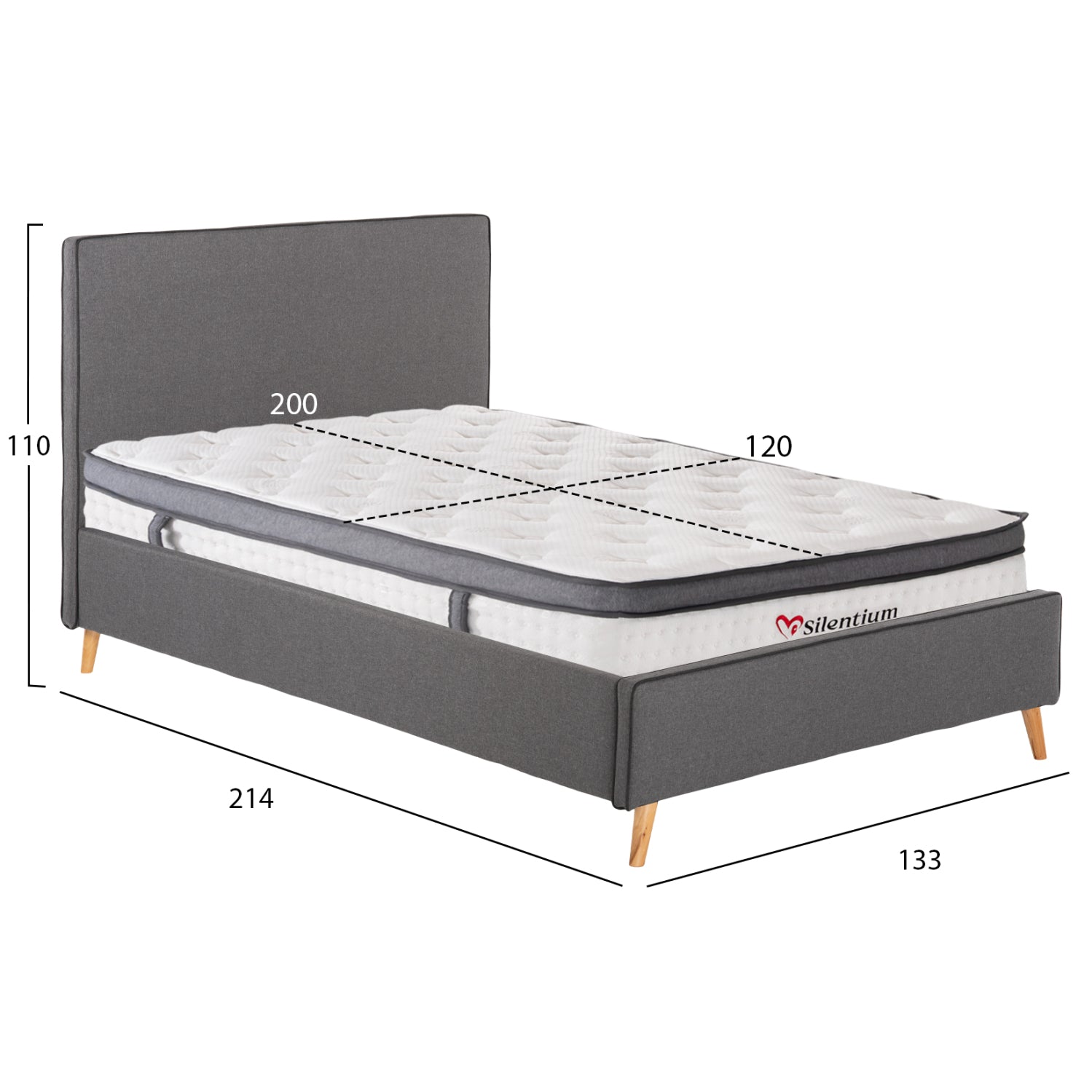 ΚΡΕΒΑΤΙ ΗΜΙΔΙΠΛΟ ΜΕ ΣΤΡΩΜΑ MAYLIN HM10802.02 ΓΚΡΙ ΥΦΑΣΜΑ--ΣΤΡΩΜΑ 120Χ200εκ