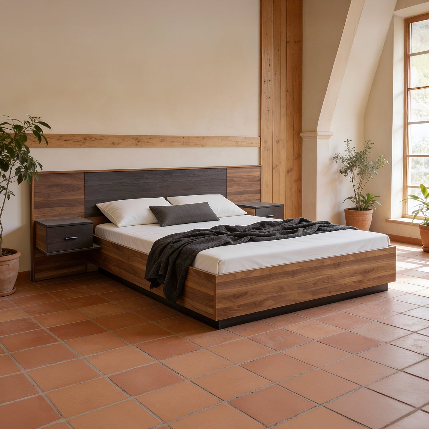 ΚΡΕΒΑΤΙ ΜΕ ΚΟΜΟΔΙΝΑ CARYS HM744.11 ΜΕΛΑΜΙΝΗ ΣΕ ΚΑΡΥΔΙ/ZEBRANO--ΣΤΡΩΜΑ 160x200