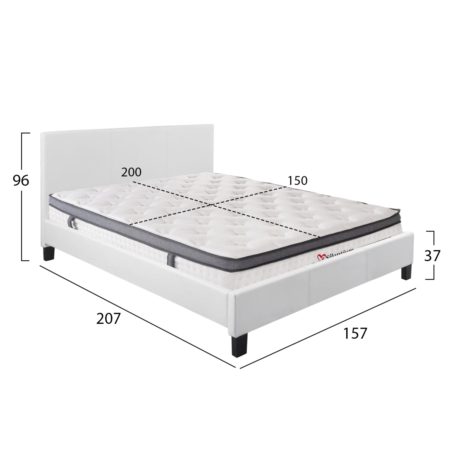 ΚΡΕΒΑΤΙ ΜΕ ΣΤΡΩΜΑ BECCA HM10803.01 ΛΕΥΚΟ PU--ΓΙΑ 150x200εκ