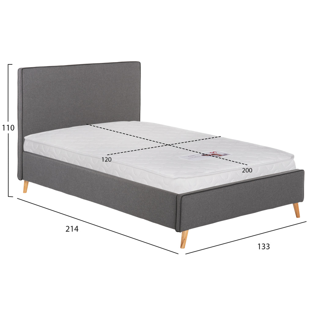 ΚΡΕΒΑΤΙ ΜΕ ΣΤΡΩΜΑ MAYLIN HM21281.03 ΓΚΡΙ ΥΦΑΣΜΑ--ΓΙΑ 120x200εκ