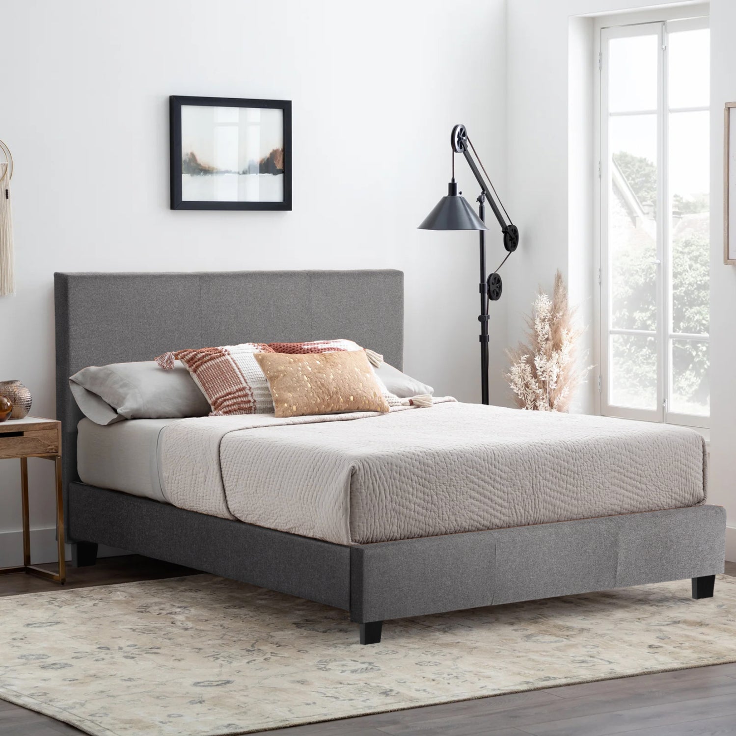 ΚΡΕΒΑΤΙ ΜΕ ΣΤΡΩΜΑ BECCA HM21283.04 ΓΚΡΙ ΥΦΑΣΜΑ--ΓΙΑ 150x200εκ
