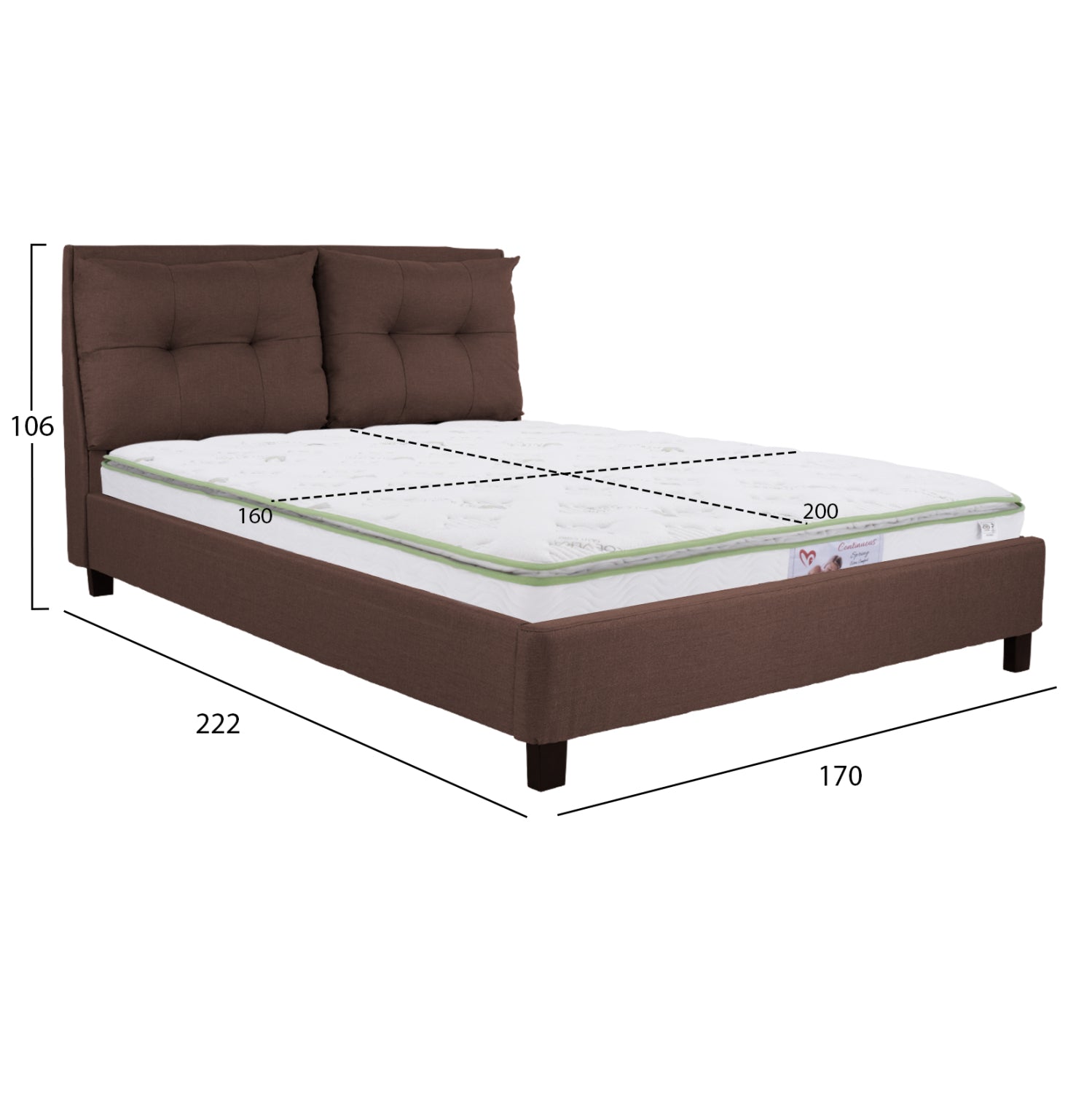 ΚΡΕΒΑΤΙ ΜΕ ΣΤΡΩΜΑ BILLIE HM21284.01 ΚΑΦΕ ΥΦΑΣΜΑ--ΓΙΑ 160x200εκ