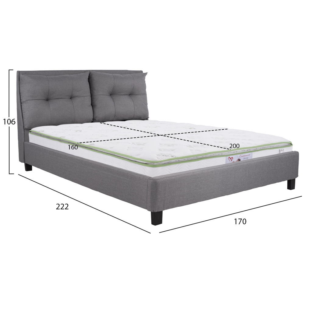 ΚΡΕΒΑΤΙ ΜΕ ΣΤΡΩΜΑ BILLIE HM21284.03 ΓΚΡΙ ΥΦΑΣΜΑ--ΓΙΑ 160x200εκ
