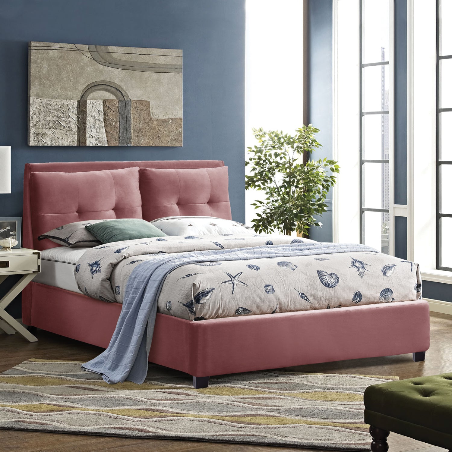 ΚΡΕΒΑΤΙ ΜΕ ΣΤΡΩΜΑ BILLIE HM21284.05 ΣΑΠΙΟ ΜΗΛΟ ΒΕΛΟΥΔΟ--ΓΙΑ 160x200εκ