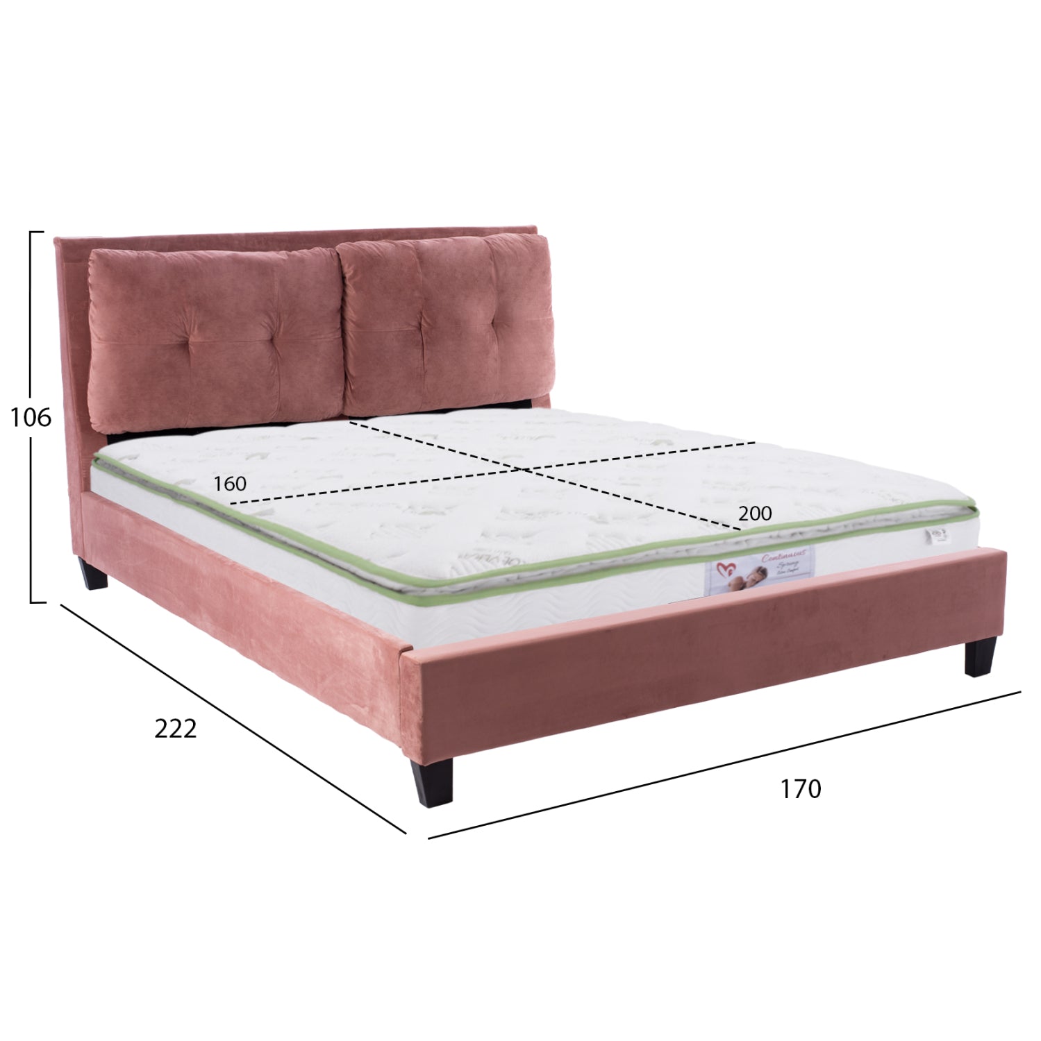 ΚΡΕΒΑΤΙ ΜΕ ΣΤΡΩΜΑ BILLIE HM21284.05 ΣΑΠΙΟ ΜΗΛΟ ΒΕΛΟΥΔΟ--ΓΙΑ 160x200εκ