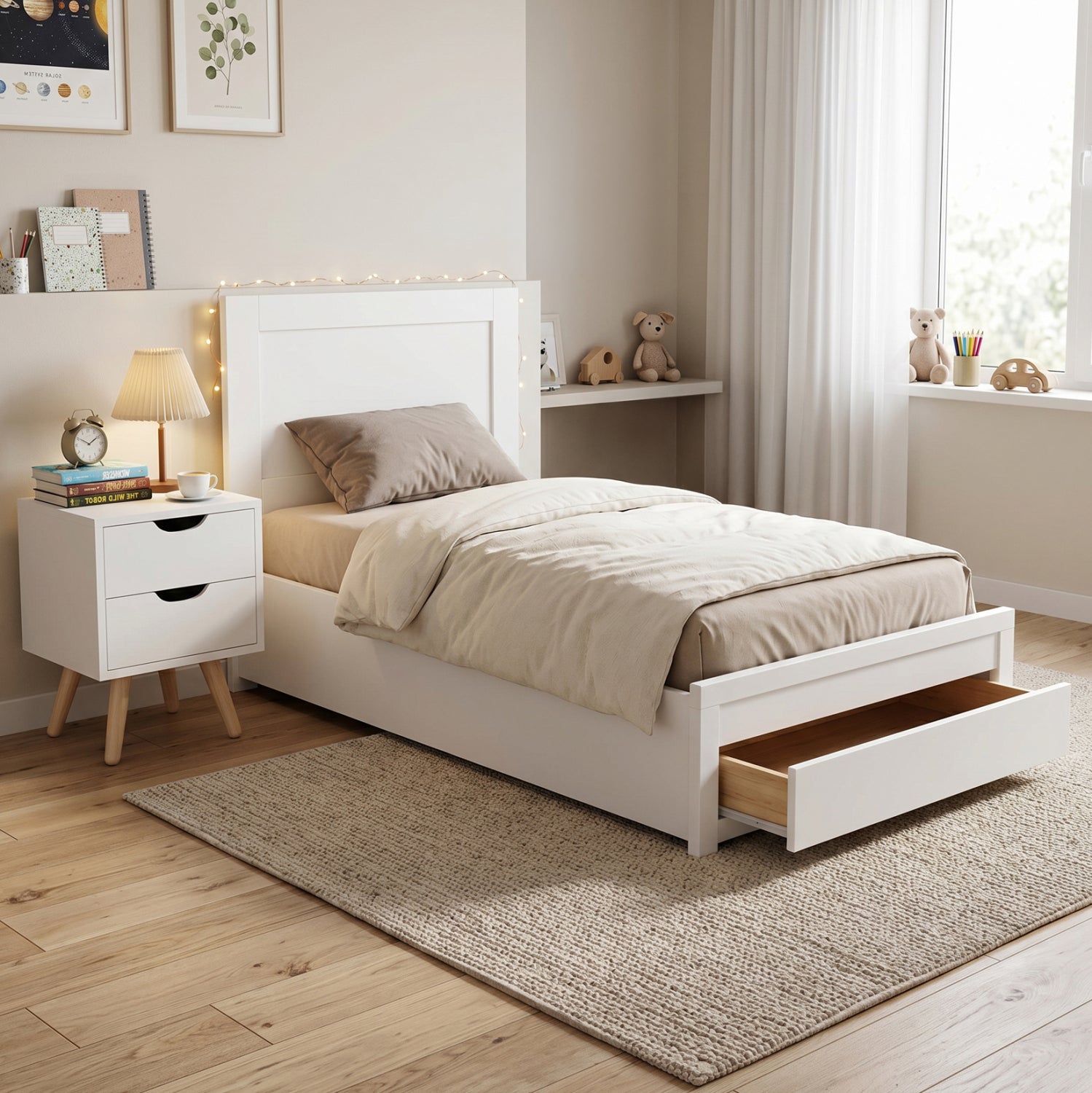 ΚΡΕΒΑΤΙ ΜΕ ΣΥΡΤΑΡΙ & ΣΤΡΩΜΑ MELANY HM10745.04 ΜΕΛΑΜΙΝΗ ΣΕ ΛΕΥΚΟ--ΓΙΑ 90x190εκ