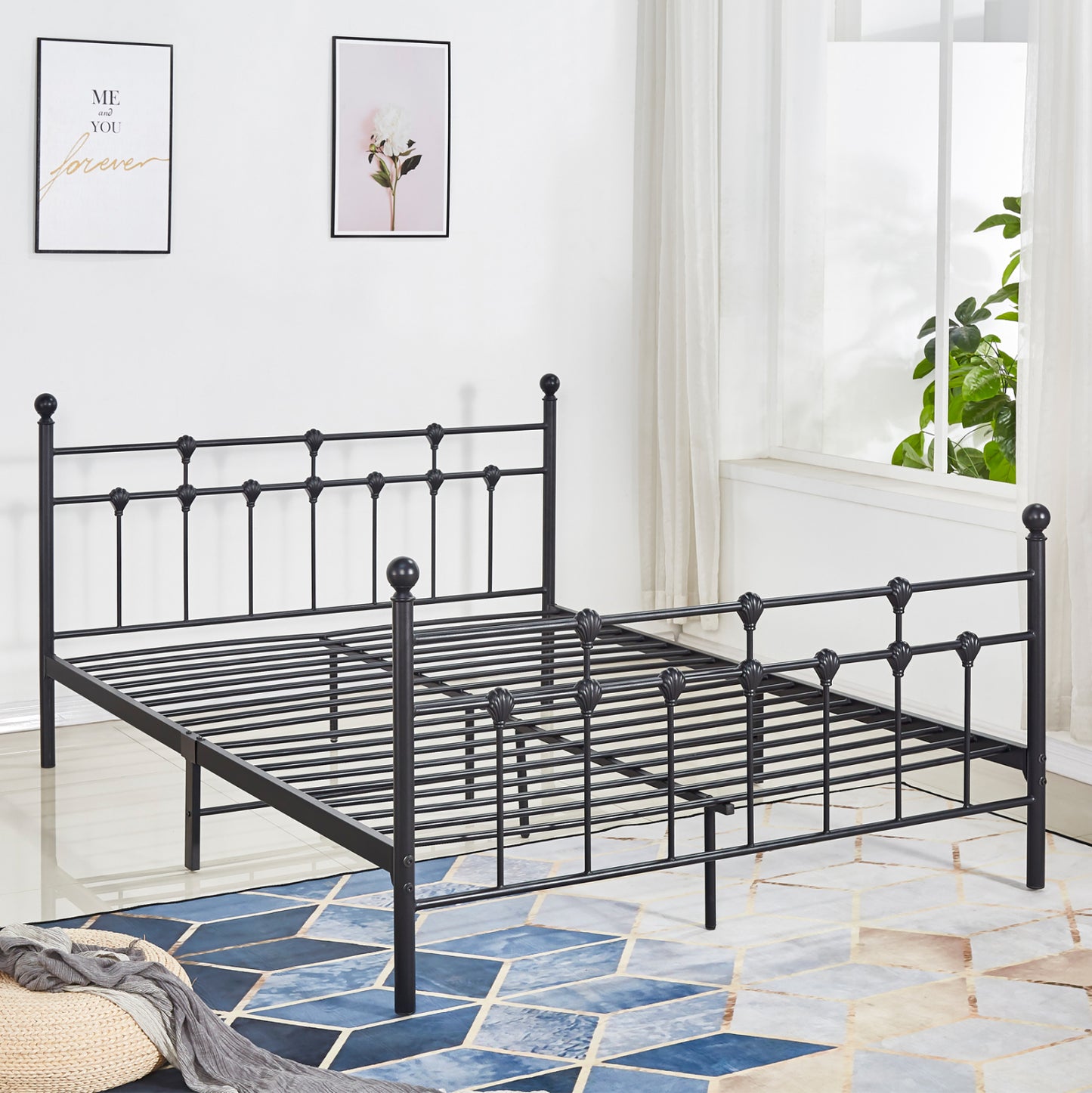 ΚΡΕΒΑΤΙ ΜΕΤΑΛΛΙΚΟ KAMIL 150x200 εκ. ΜΑΥΡΟ ΧΡΩΜΑ HM575.01