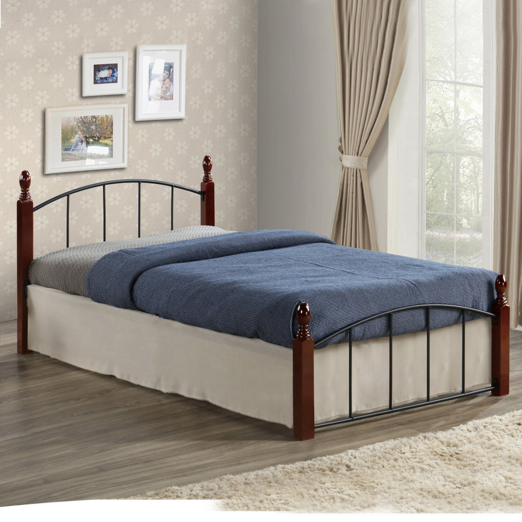 ΚΡΕΒΑΤΙ MAKAI ΜΕΤΑΛΛΟ RUBBERWOOD ΚΑΡΥΔΙ--ΓΙΑ ΣΤΡΩΜΑ 90X190 HM381