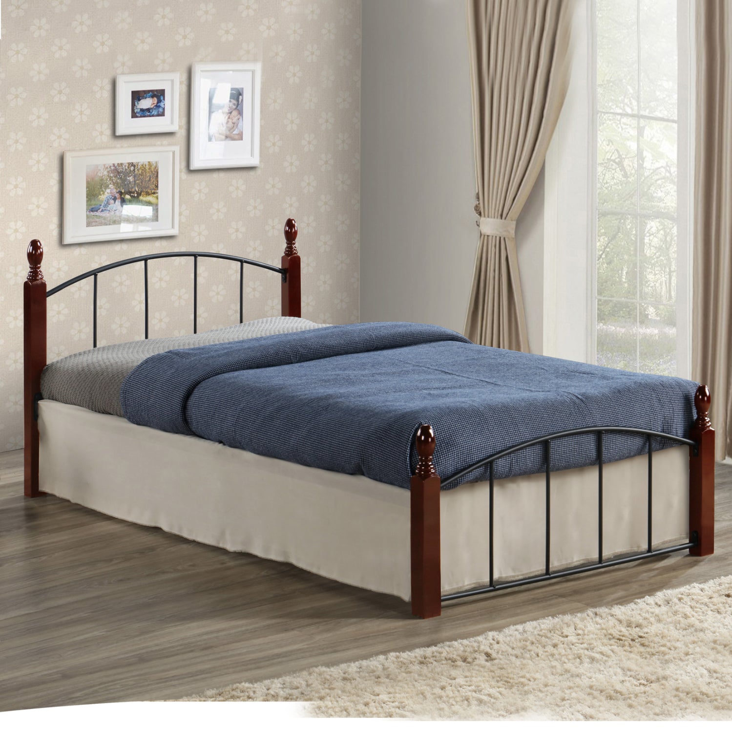 ΚΡΕΒΑΤΙ MAKAI ΜΕΤΑΛΛΟ RUBBERWOOD ΚΑΡΥΔΙ--ΓΙΑ ΣΤΡΩΜΑ 90X190 HM381