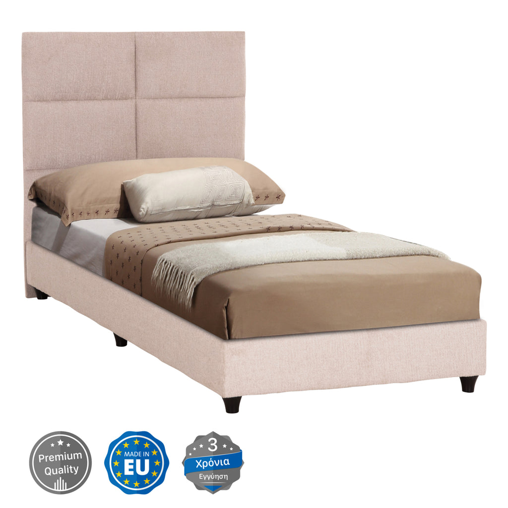 ΚΡΕΒΑΤΙ ΜΟΝΟ MILO HM652.32 ΜΠΕΖ TEDDY ΥΦΑΣΜΑ ΓΙΑ ΣΤΡΩΜΑ 90x200εκ