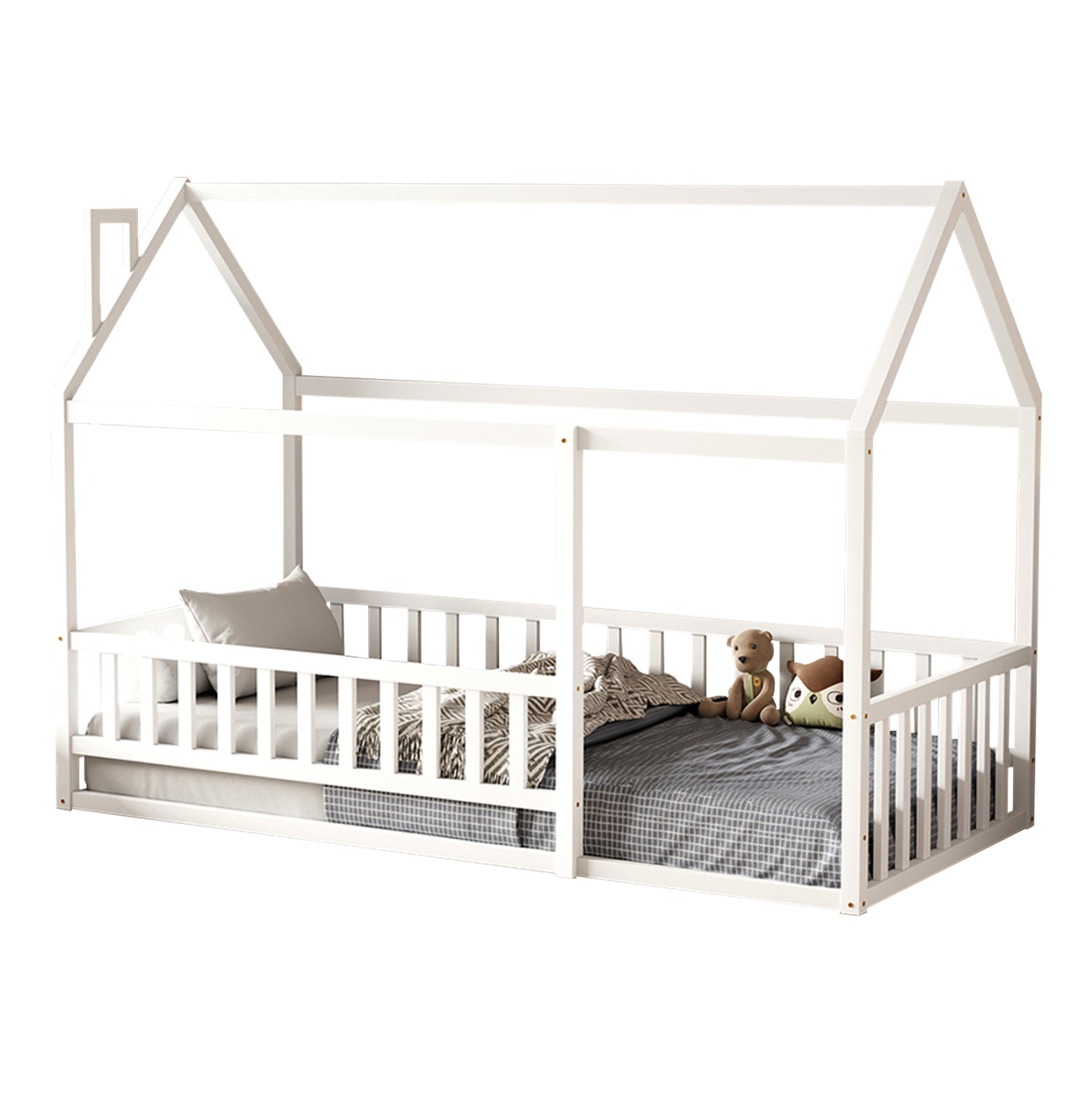 ΚΡΕΒΑΤΙ ΠΑΙΔΙΚΟ ΜΕ ΚΑΓΚΕΛΟ HOUSER HM706.03 τ.MONTESSORI ΞΥΛΟ ΠΕΥΚΟ ΛΕΥΚΟ-190x90εκ