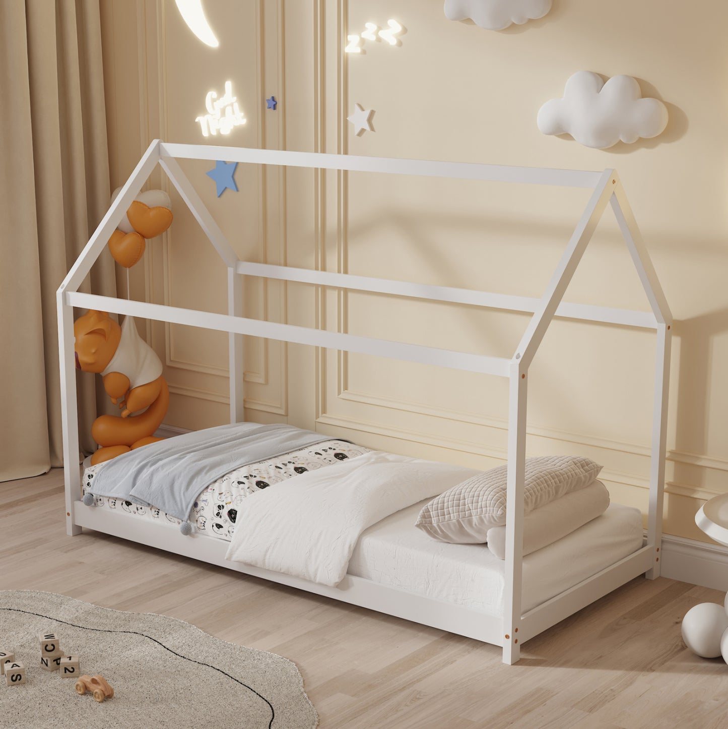 ΚΡΕΒΑΤΙ ΠΑΙΔΙΚΟ ΜΕ ΣΤΡΩΜΑ PEPE HM21302.01 ΞΥΛΟ ΠΕΥΚΟΥ ΣΕ ΛΕΥΚΟ--ΣΤΡΩΜΑ 90x190εκ