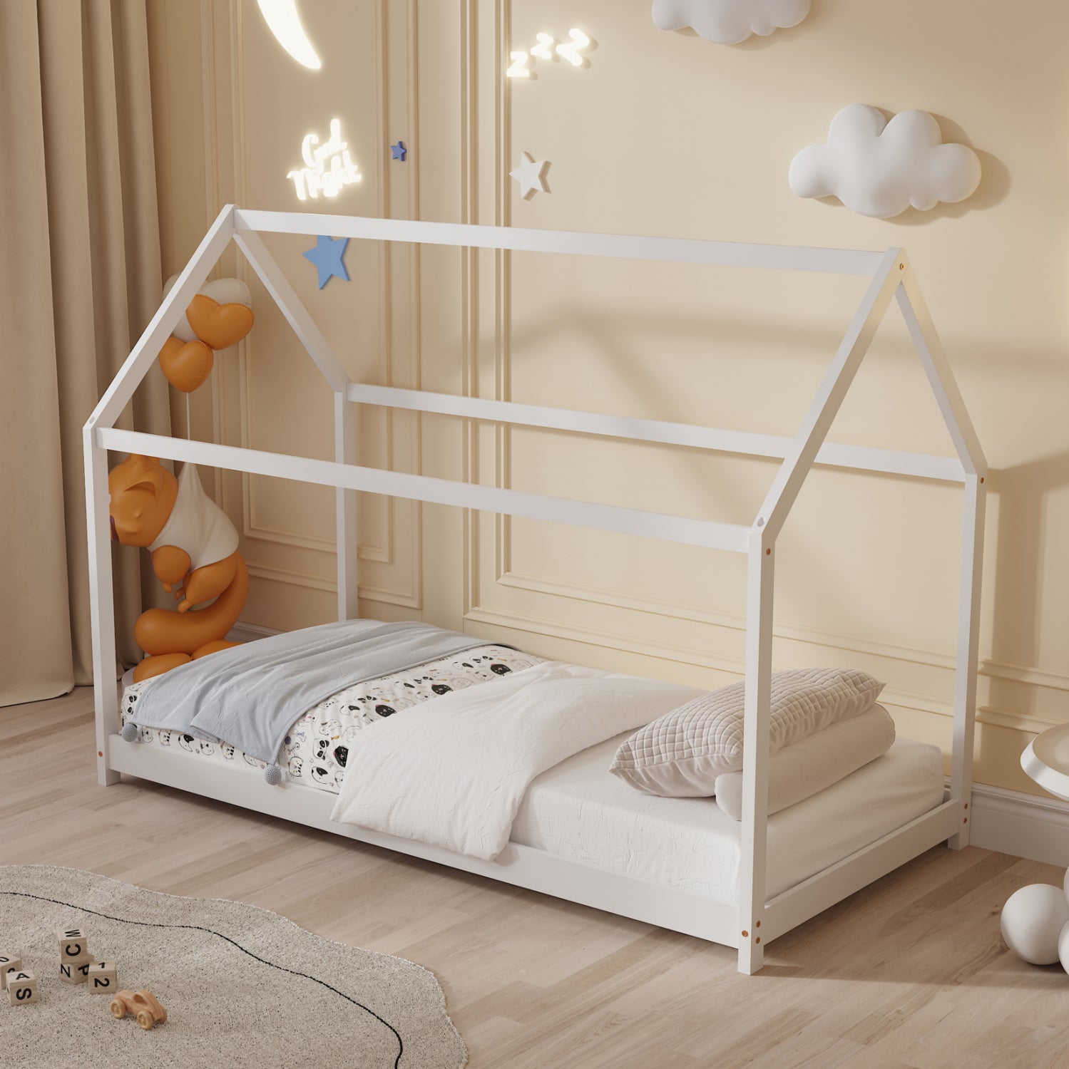 ΚΡΕΒΑΤΙ ΠΑΙΔΙΚΟ ΜΕ ΣΤΡΩΜΑ PEPE HM21302.01 ΞΥΛΟ ΠΕΥΚΟΥ ΣΕ ΛΕΥΚΟ--ΣΤΡΩΜΑ 90x190εκ