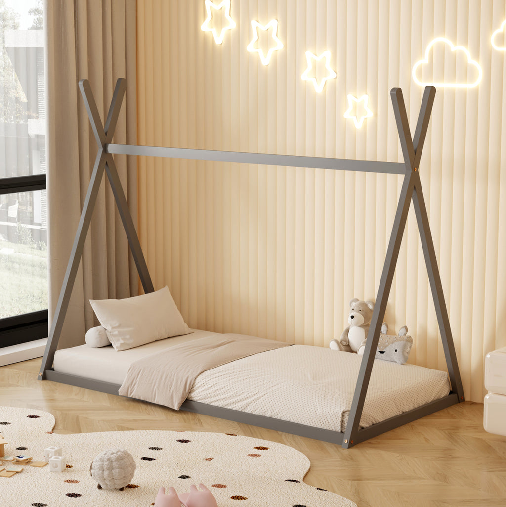 ΚΡΕΒΑΤΙ ΠΑΙΔΙΚΟ ΜΕ ΣΤΡΩΜΑ MUNK HM21306.02 ΞΥΛΟ ΠΕΥΚΟΥ ΣΕ ΓΚΡΙ--ΣΤΡΩΜΑ 90x190εκ