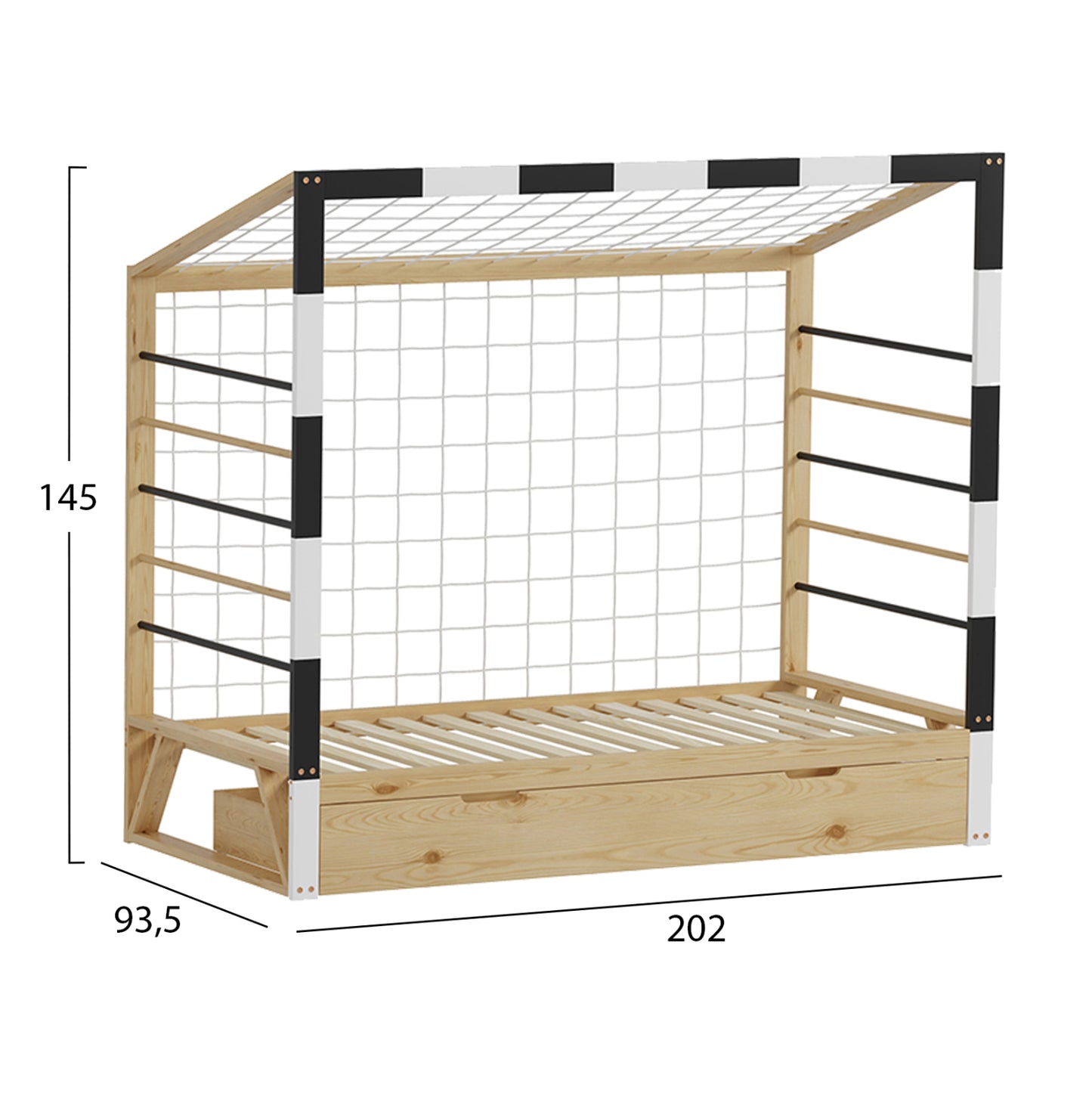 ΚΡΕΒΑΤΙ ΠΑΙΔΙΚΟ τ.MONTESSORI ΜΕ ΣΥΡΤΑΡΙ GOALIE HM700 ΞΥΛΟ ΠΕΥΚΟΥ ΦΥΣΙΚΟ-ΛΕΥΚΟ-ΜΑΥΡΟ- 190x90εκ