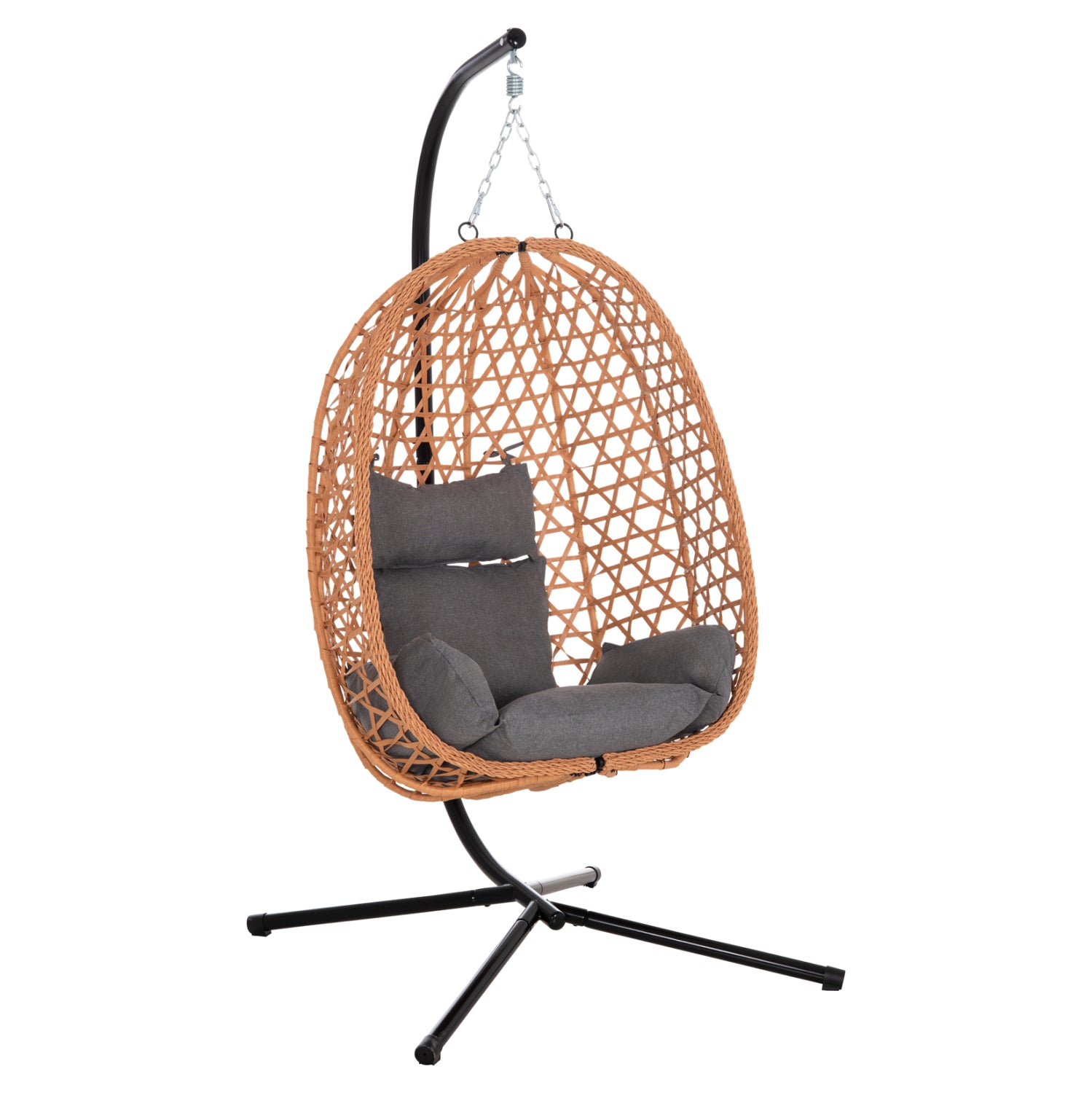 ΚΡΕΜΑΣΤΗ ΦΩΛΙΑ NESTA HM6468.05 ΜΑΥΡΟ ΜΕΤΑΛΛΟ--ΚΑΦΕ P.E.RATTAN 100x100x190Υεκ.
