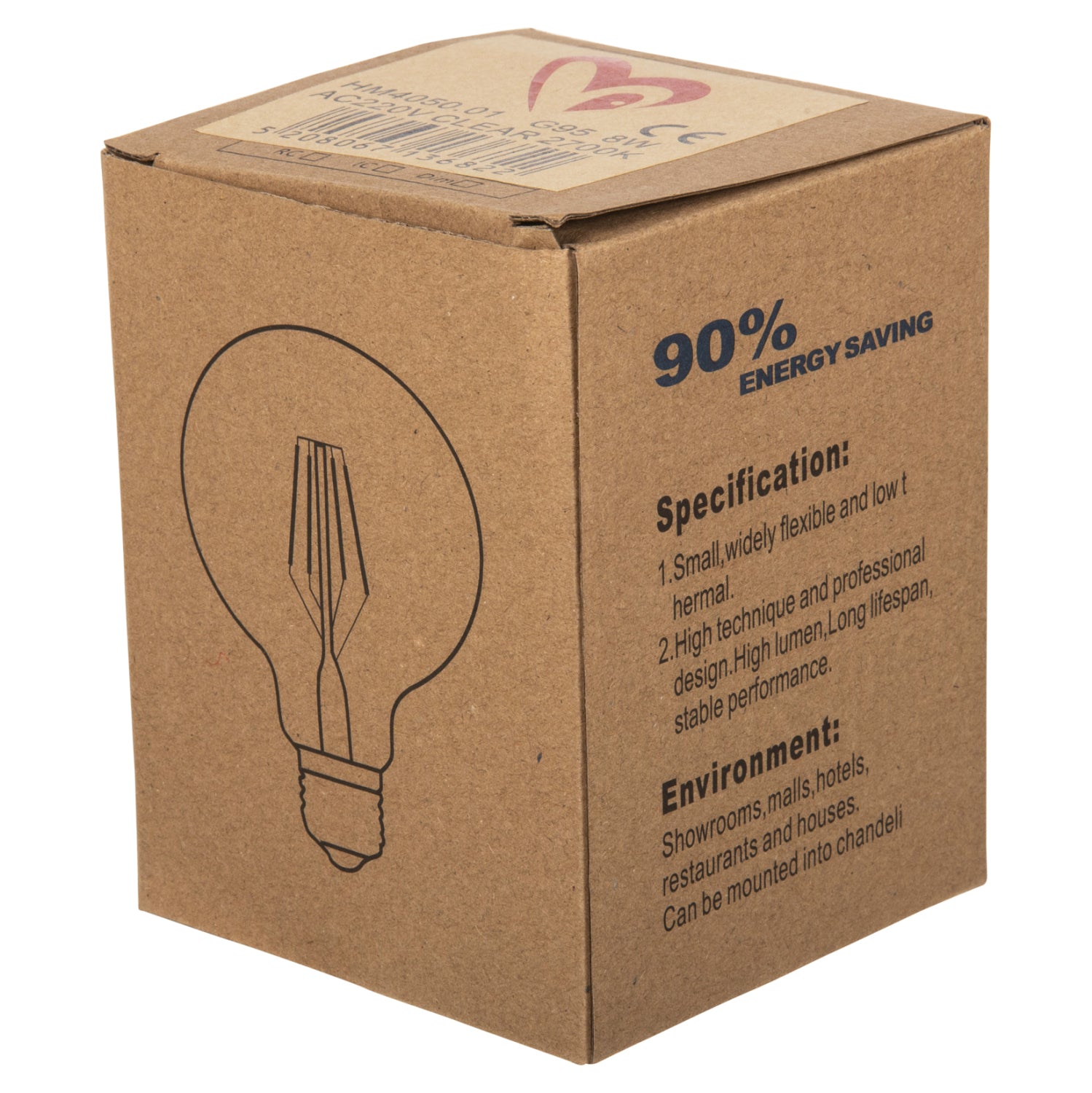 ΛΑΜΠΤΗΡΑΣ GLOBO LED FILAMENT 8W E27 2700K ΔΙΑΦΑΝΟΣ DIMMABLE HM4050.01
