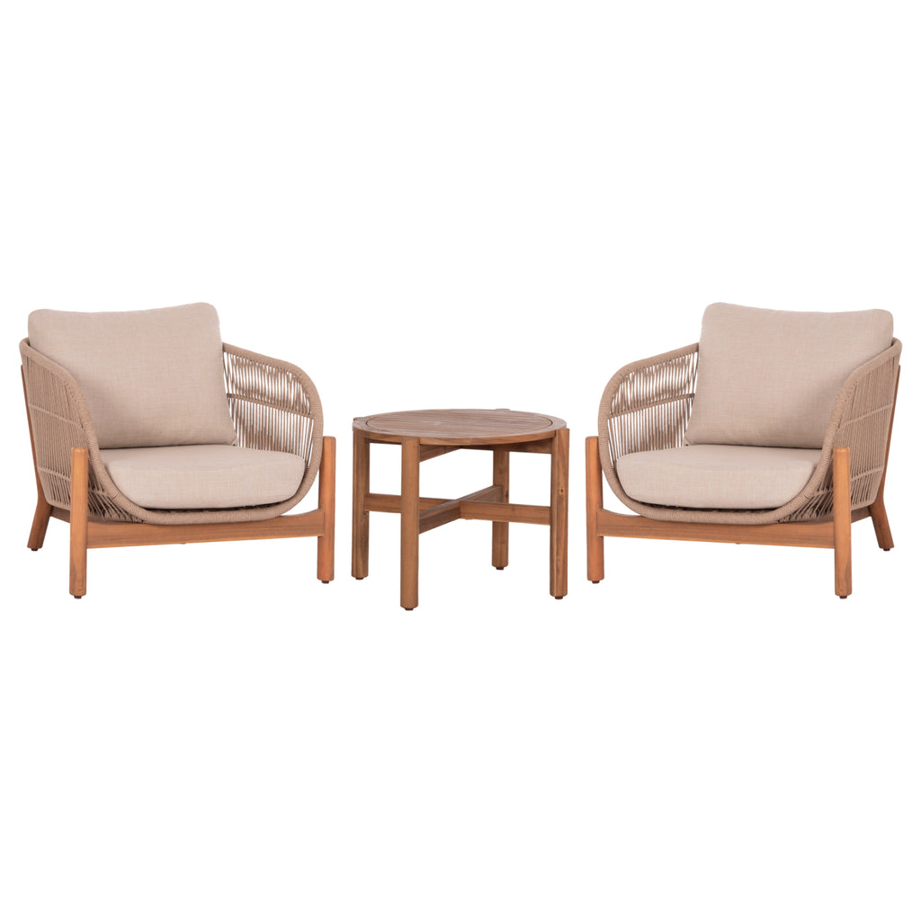 LOUNGE ΣΕΤ SANJI HM21214 ΤΡΑΠΕΖΙ & 2 ΠΟΛΥΘΡΟΝΕΣ--ΞΥΛΟ ΑΚΑΚΙΑΣ-ΑΛΟΥΜΙΝΙΟ-ΣΧΟΙΝΙ