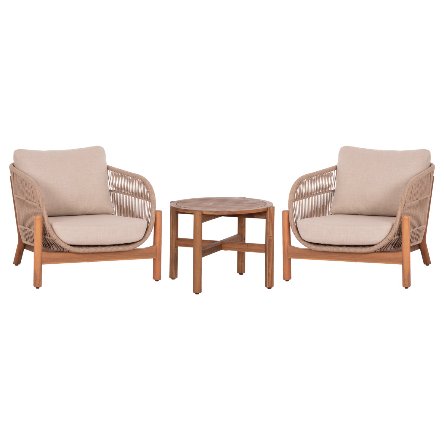 LOUNGE ΣΕΤ SANJI HM21214 ΤΡΑΠΕΖΙ & 2 ΠΟΛΥΘΡΟΝΕΣ--ΞΥΛΟ ΑΚΑΚΙΑΣ-ΑΛΟΥΜΙΝΙΟ-ΣΧΟΙΝΙ