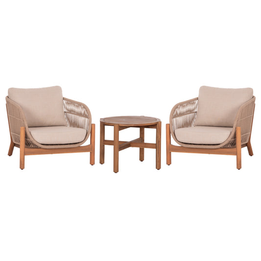 LOUNGE ΣΕΤ SANJI HM21214 ΤΡΑΠΕΖΙ & 2 ΠΟΛΥΘΡΟΝΕΣ--ΞΥΛΟ ΑΚΑΚΙΑΣ-ΑΛΟΥΜΙΝΙΟ-ΣΧΟΙΝΙ