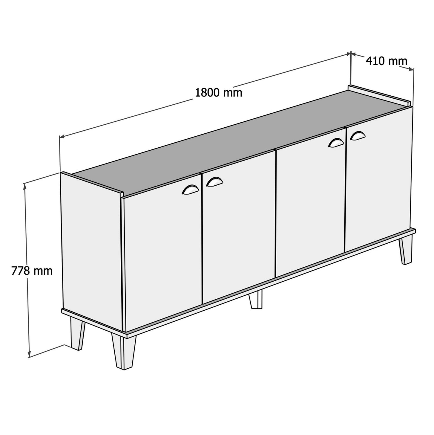 ΜΠΟΥΦΕΣ ΜΕΛΑΜΙΝΗΣ HM9045.01 NATURAL WOOD - ΜΑΥΡΟ ΜΑΡΜΑΡΟ 180x41x77,8Y εκ.