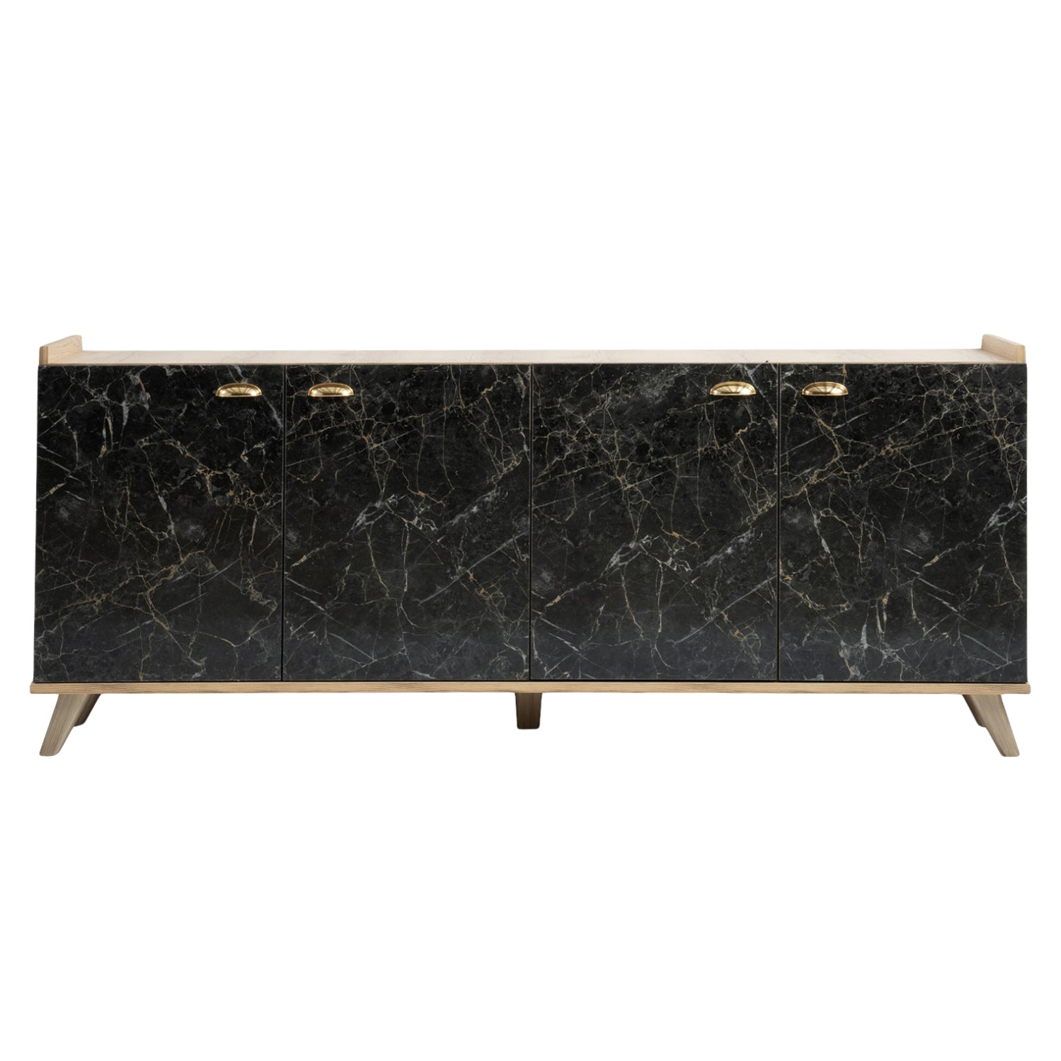 ΜΠΟΥΦΕΣ ΜΕΛΑΜΙΝΗΣ HM9045.01 NATURAL WOOD - ΜΑΥΡΟ ΜΑΡΜΑΡΟ 180x41x77,8Y εκ.