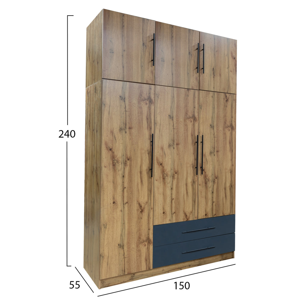 ΝΤΟΥΛΑΠΑ 3-ΦΥΛΛΗ ΜΕ ΠΑΤΑΡΙ CARYS HM10887.12 ΜΕΛΑΜΙΝΗ ΦΥΣΙΚΟ/ΓΚΡΙ 150x55.5x240Υεκ