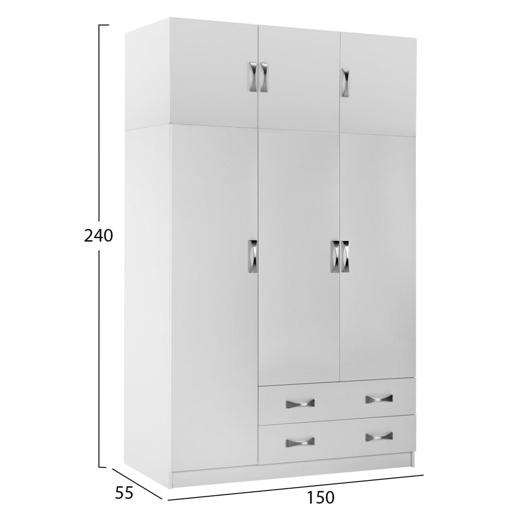 ΝΤΟΥΛΑΠΑ 3ΦΥΛΛΗ ΜΕ ΠΑΤΑΡΙ CARLY HM10891.05 ΜΕΛΑΜΙΝΗ ΣΕ ΛΕΥΚΟ 150X55Χ240Υεκ.